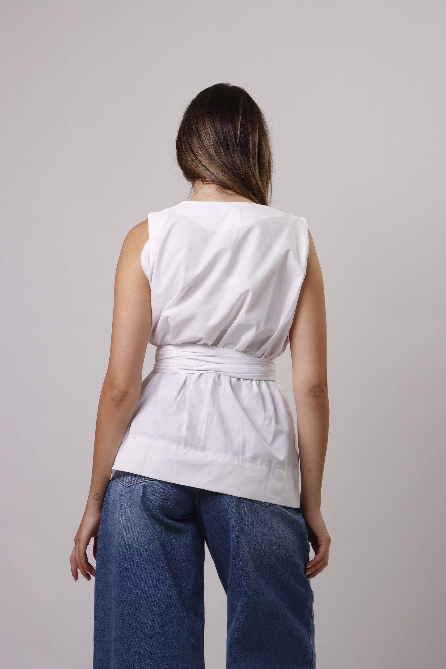 Poplin tie front top