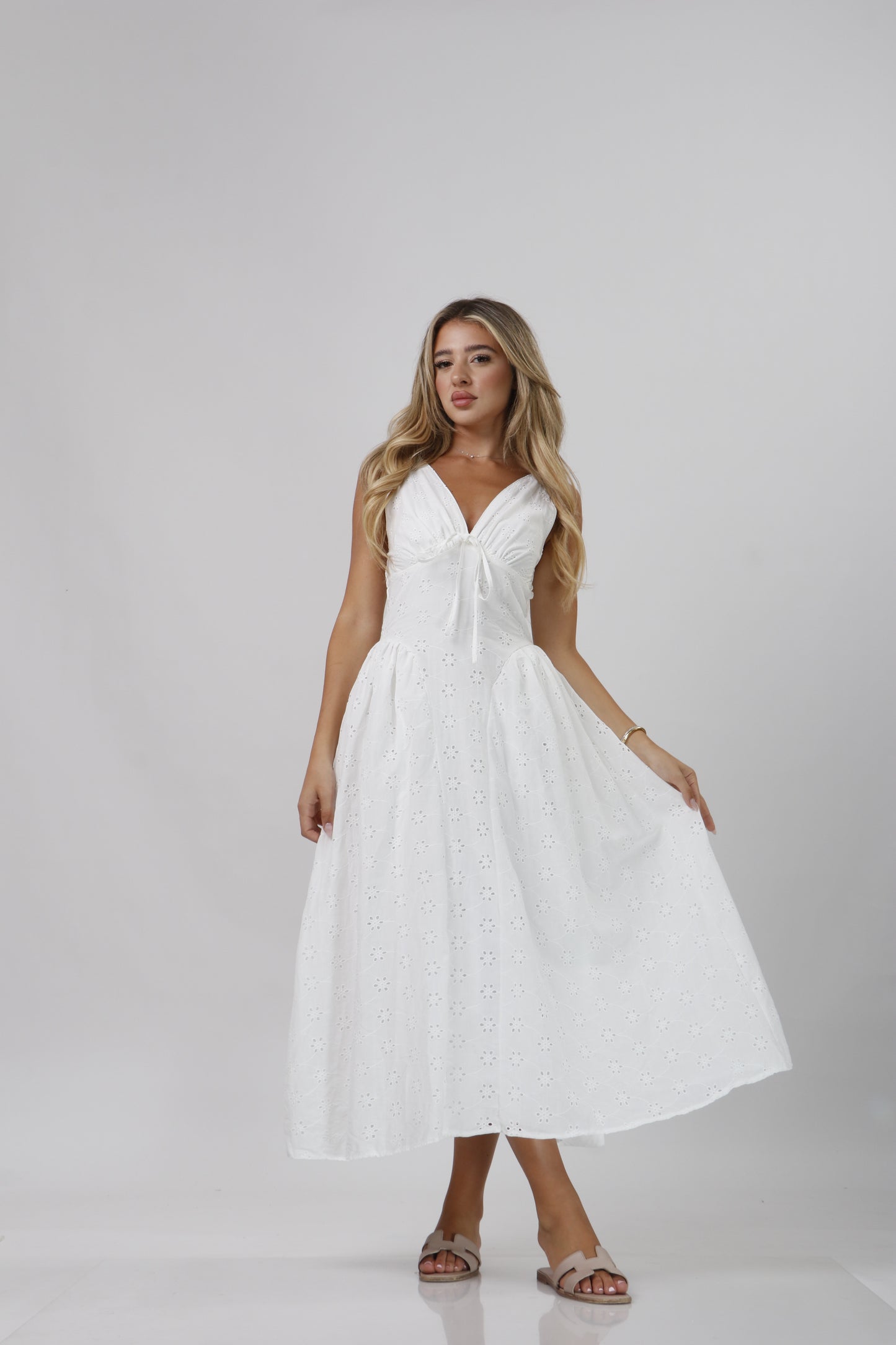 White embroided dress