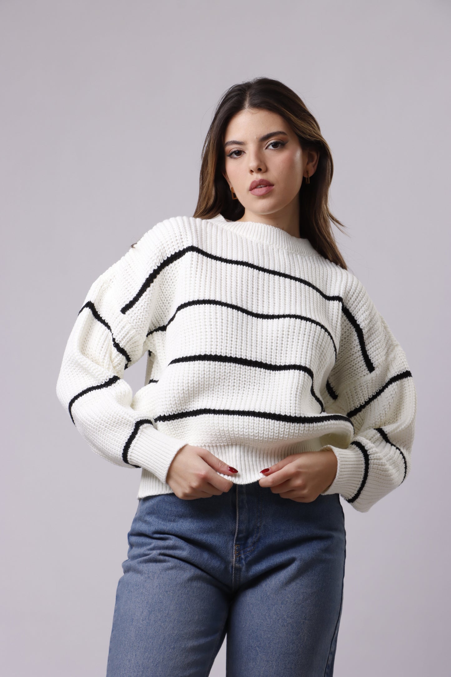 Cloud striped wool top