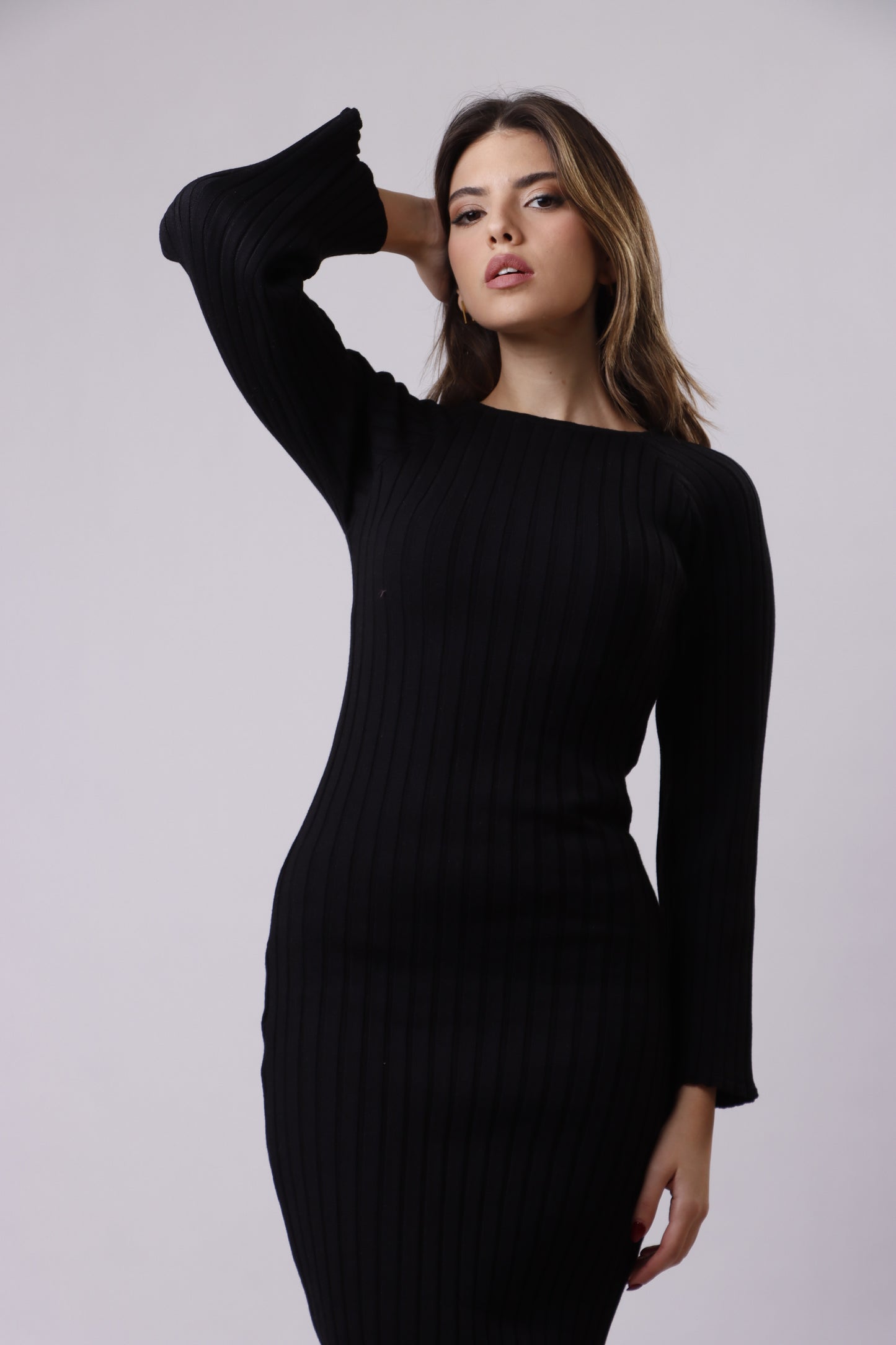 Tight wool dress with a slit