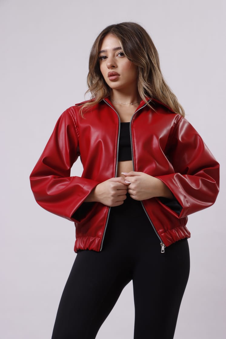 Cherry leather jacket