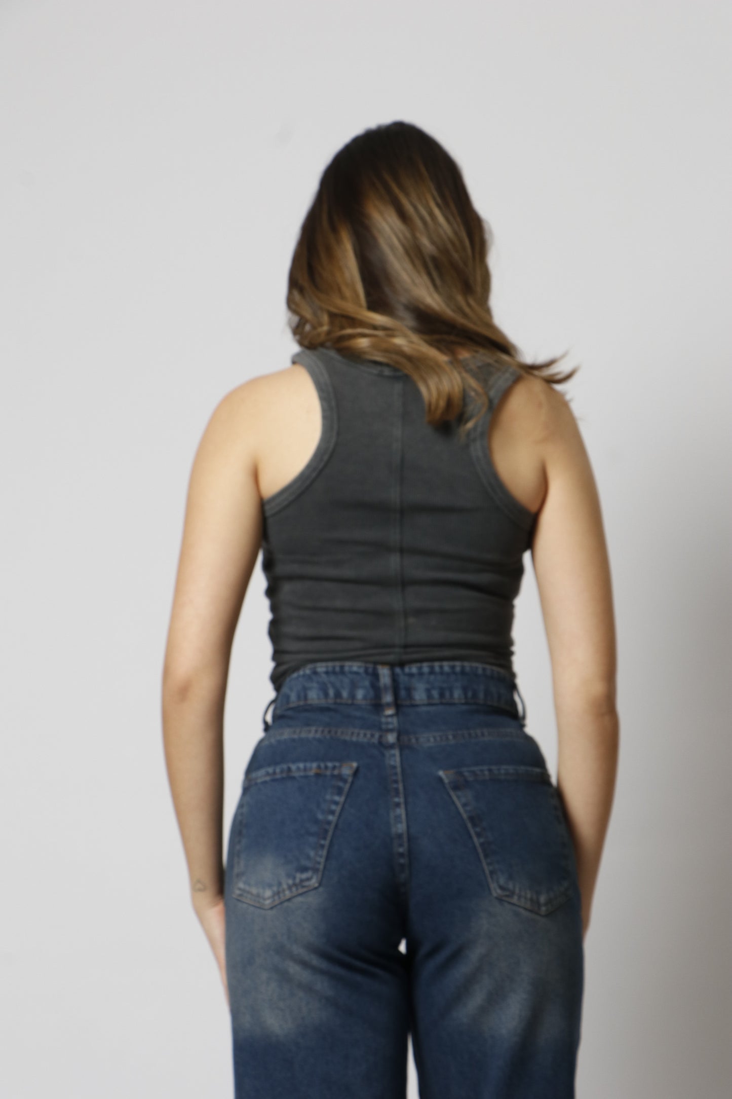 Halter neck ribbed top