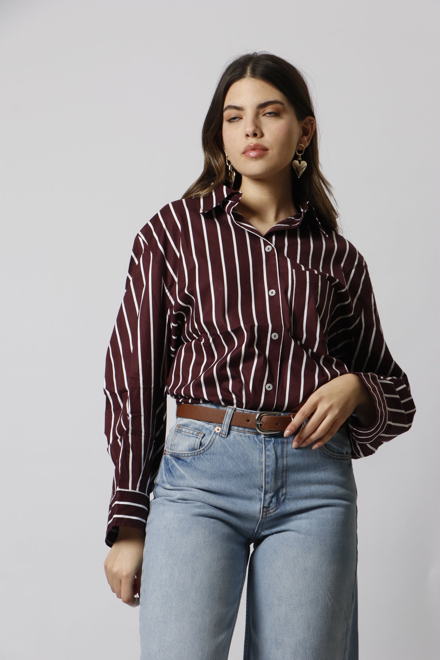 Striped burgundy shirt