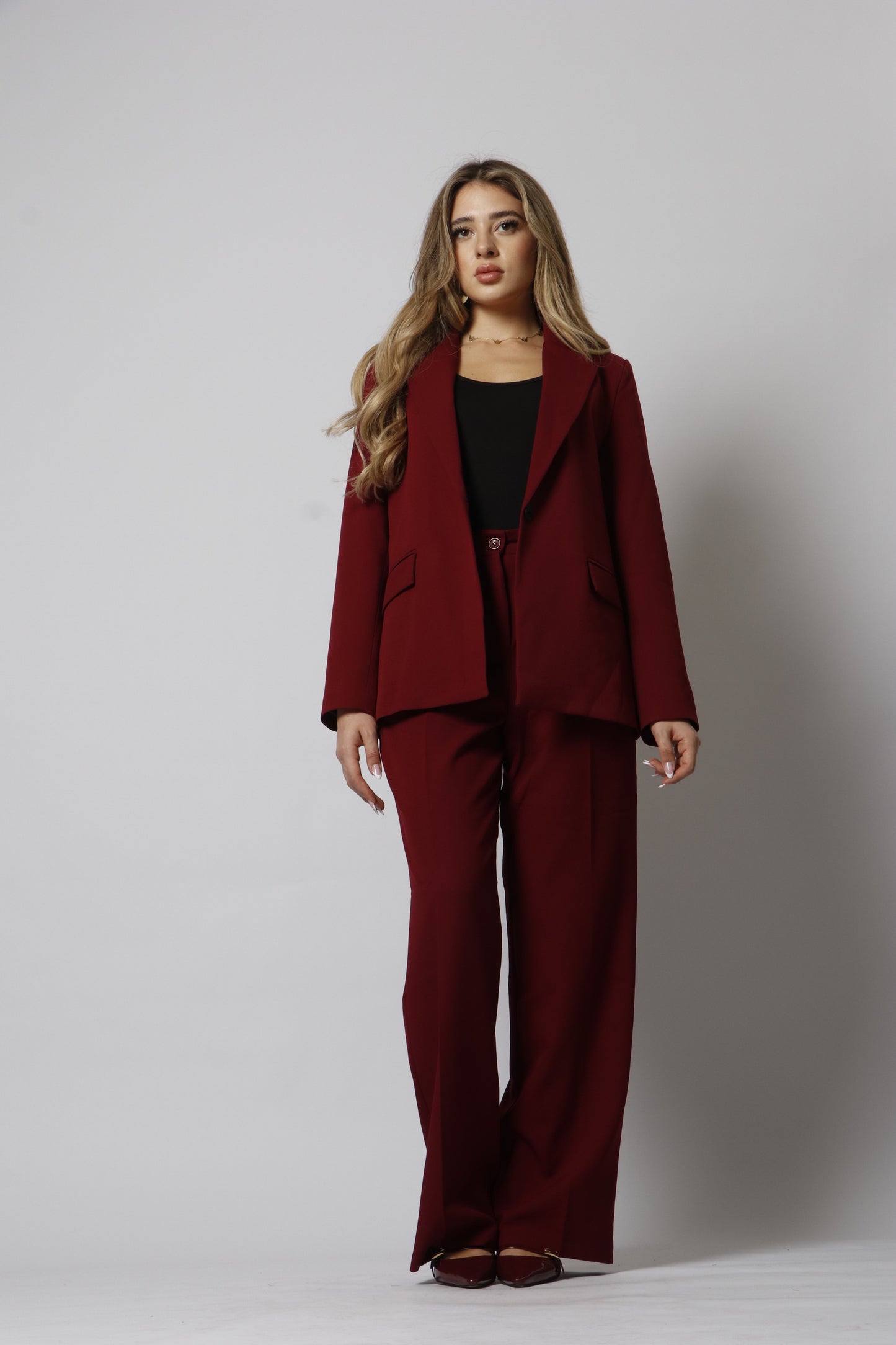 Burgundy blazer set