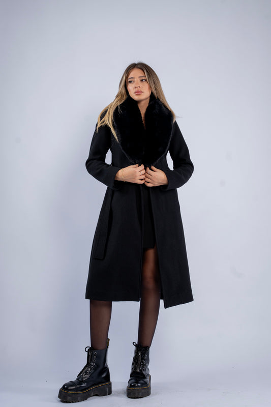 Black Coat With Fur