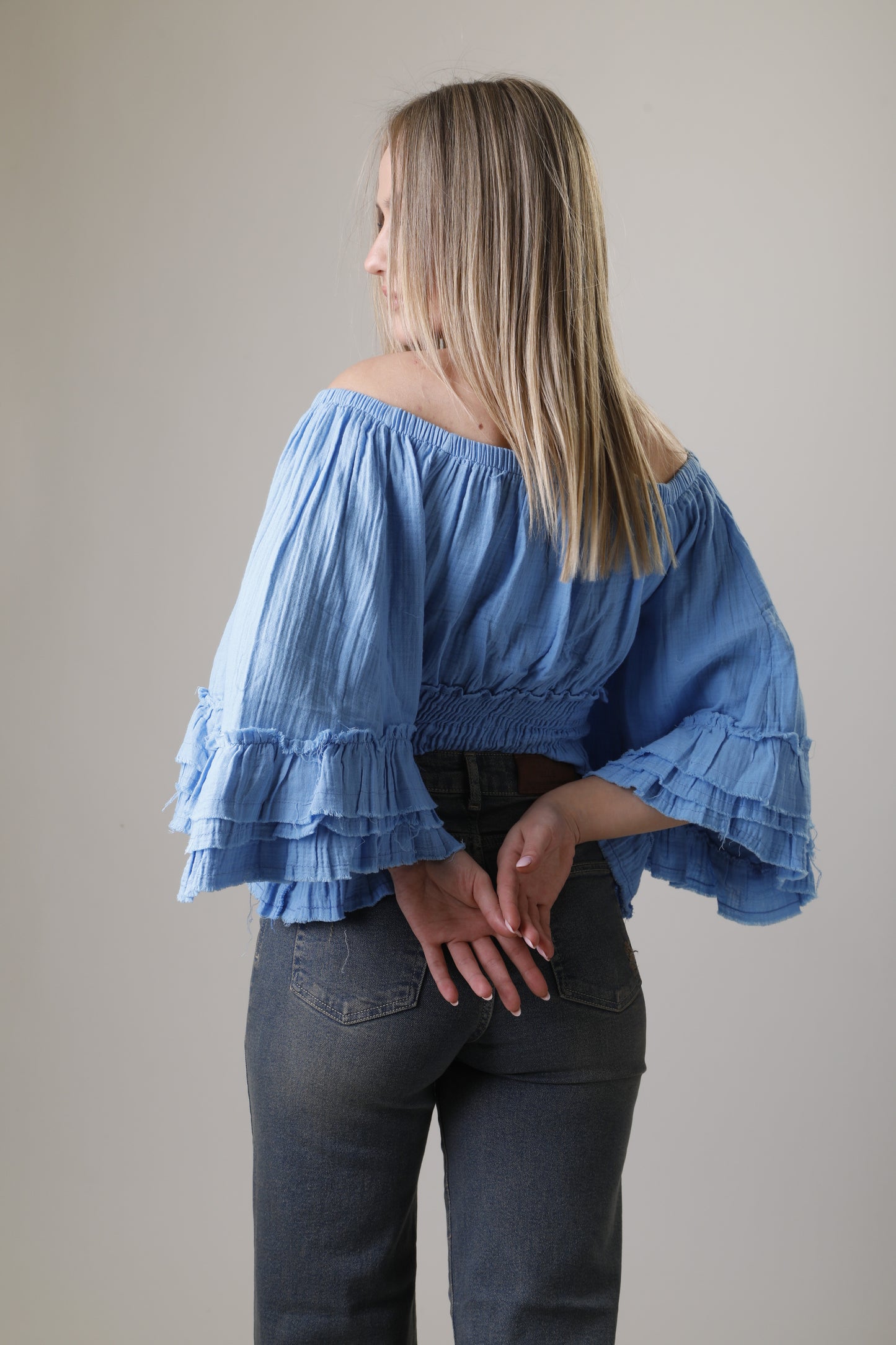 Creased-Effect Off-The-Shoulder Top