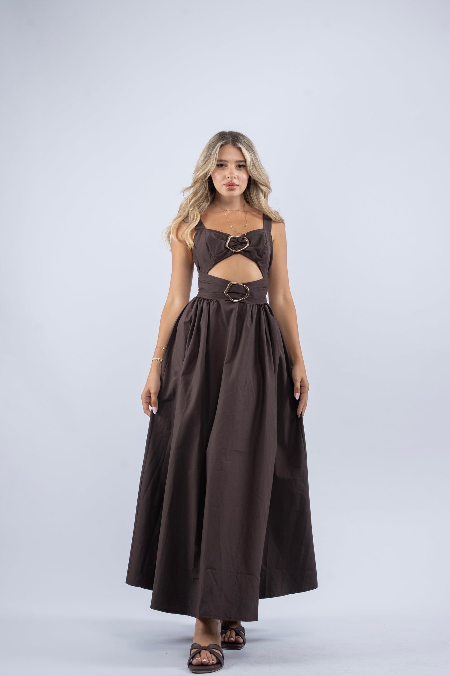 Hazel gold button dress