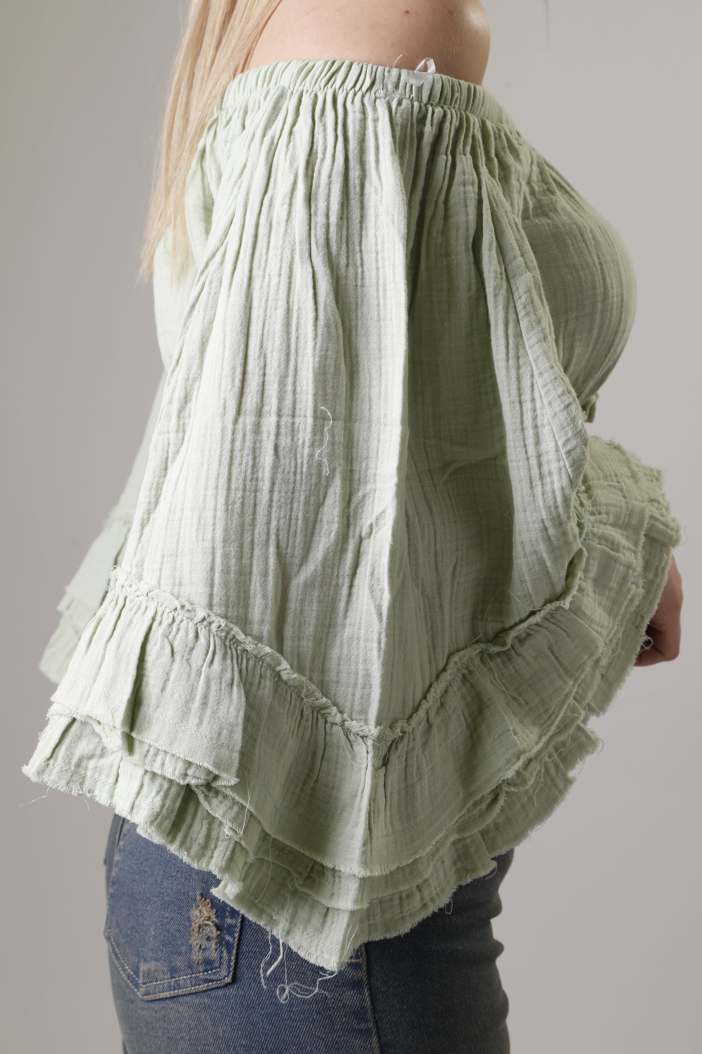 Creased-Effect Off-The-Shoulder Top