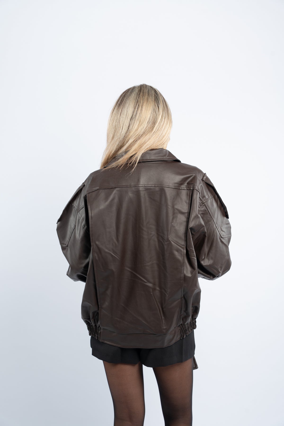 Belted leather jacket
