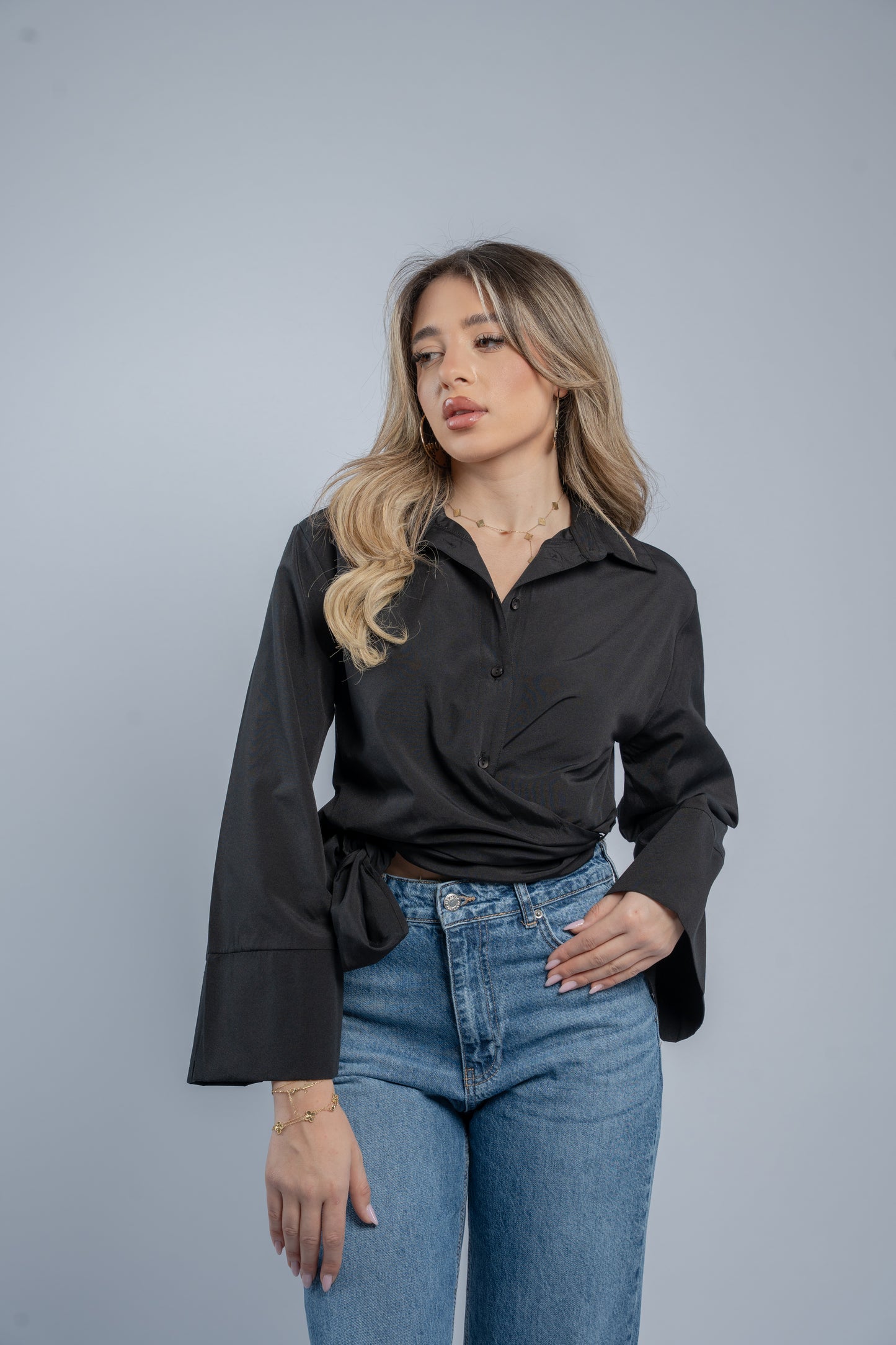Tie- waist shirt