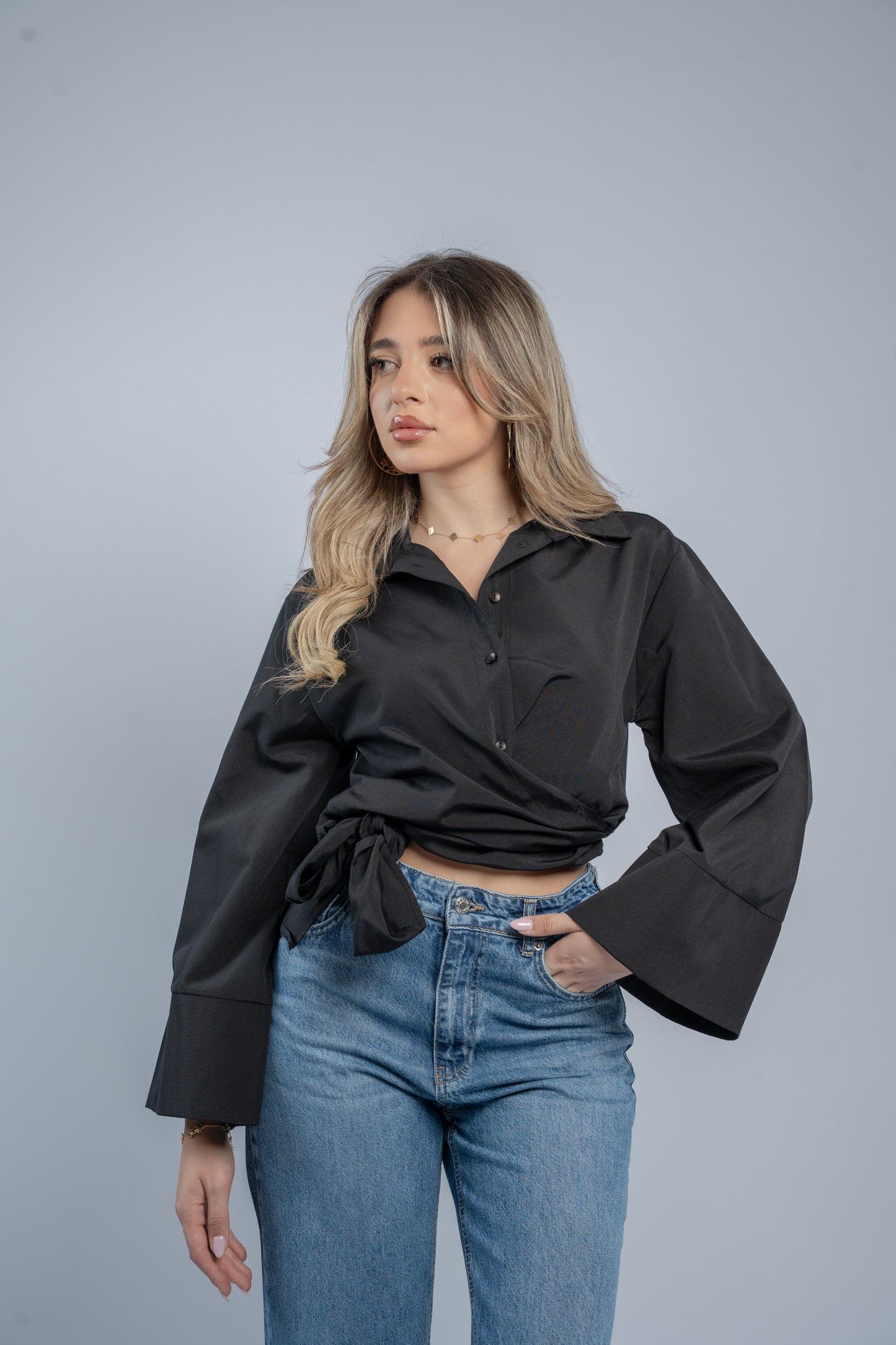 Tie- waist shirt