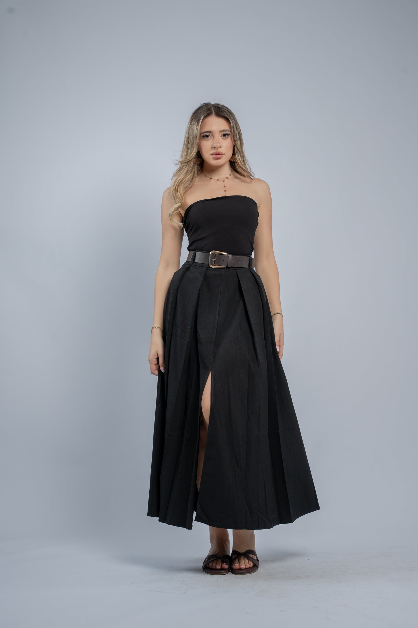 Structured pleat skirt