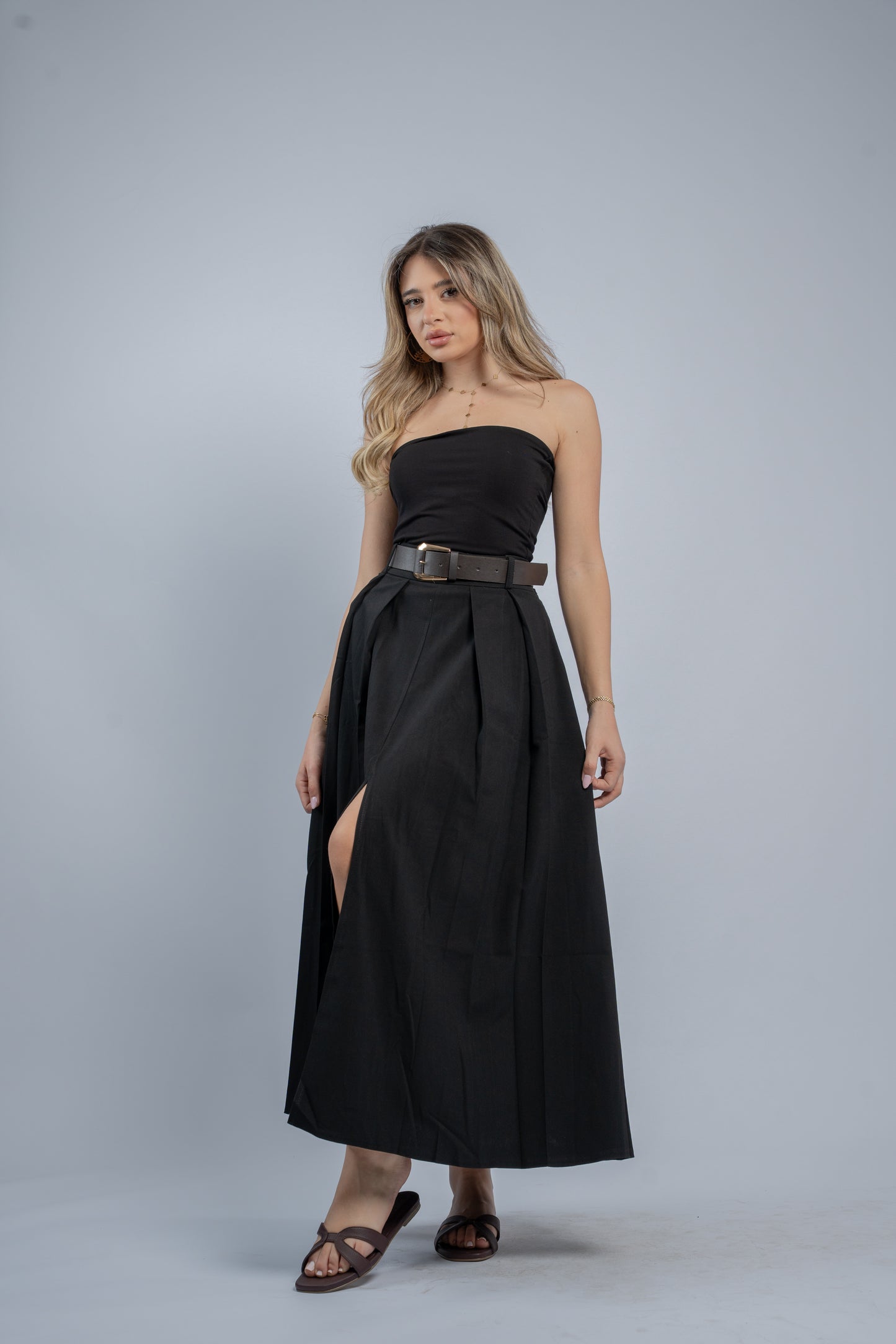 Structured pleat skirt