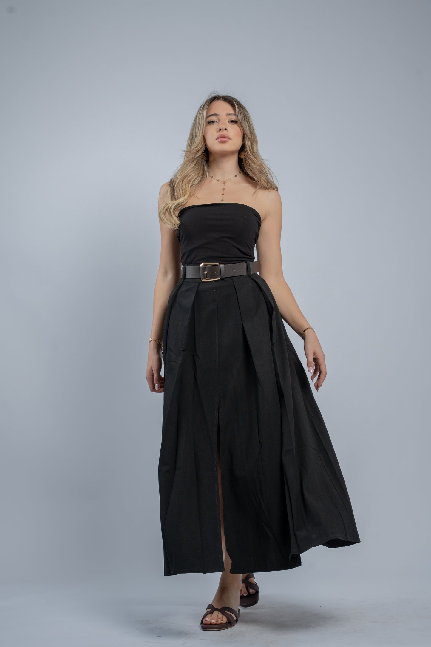 Structured pleat skirt