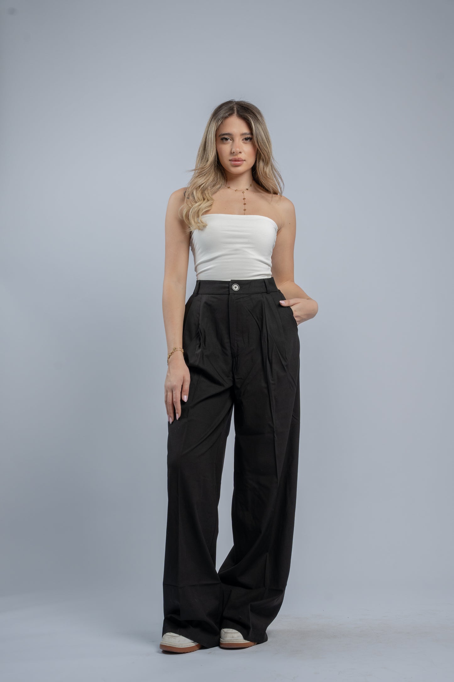 Black straight cut trousers
