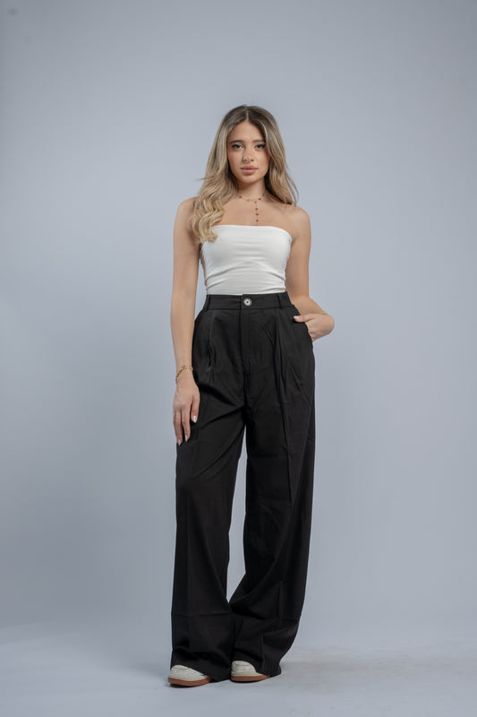 Black straight cut trousers