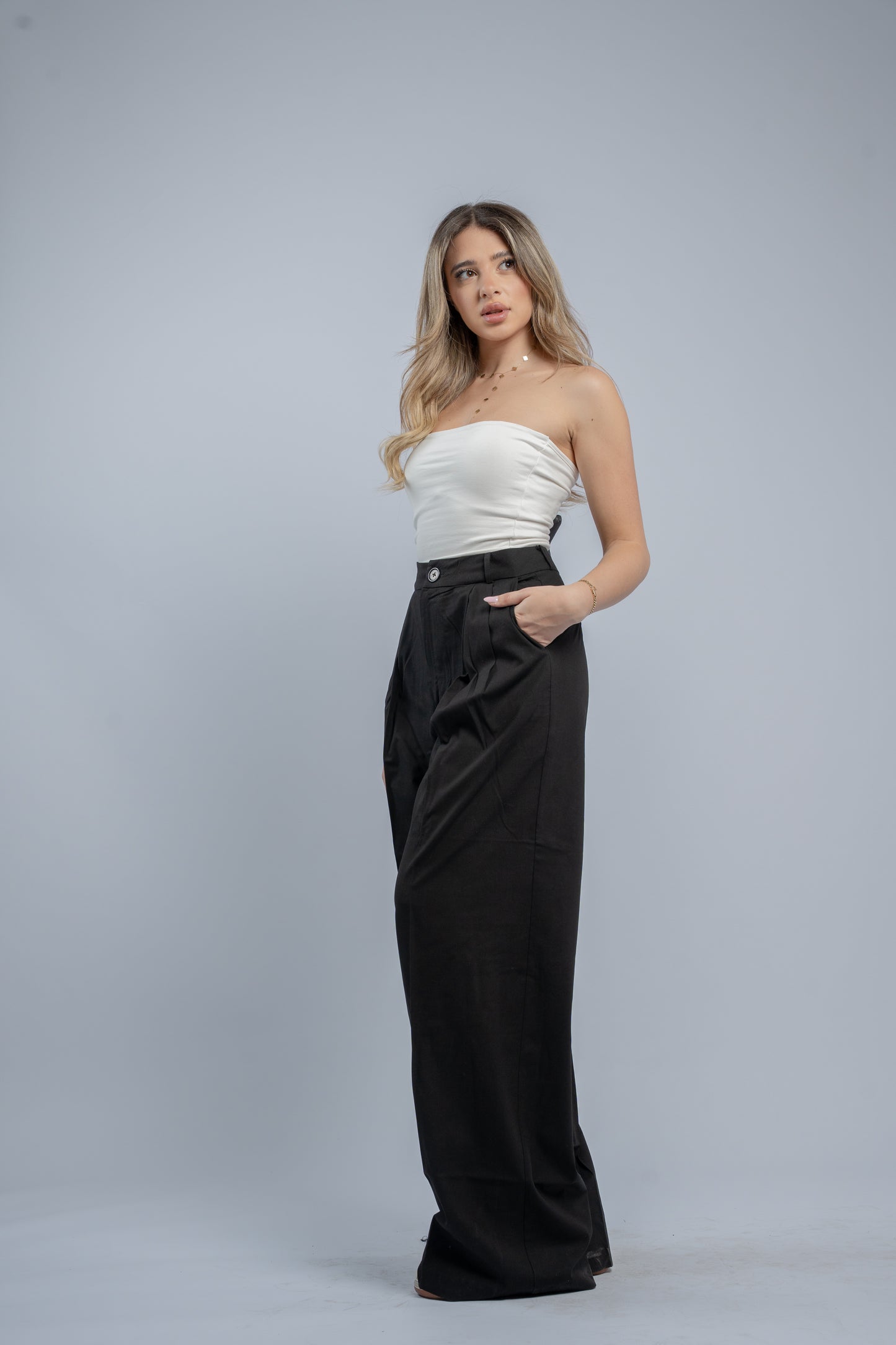 Black straight cut trousers