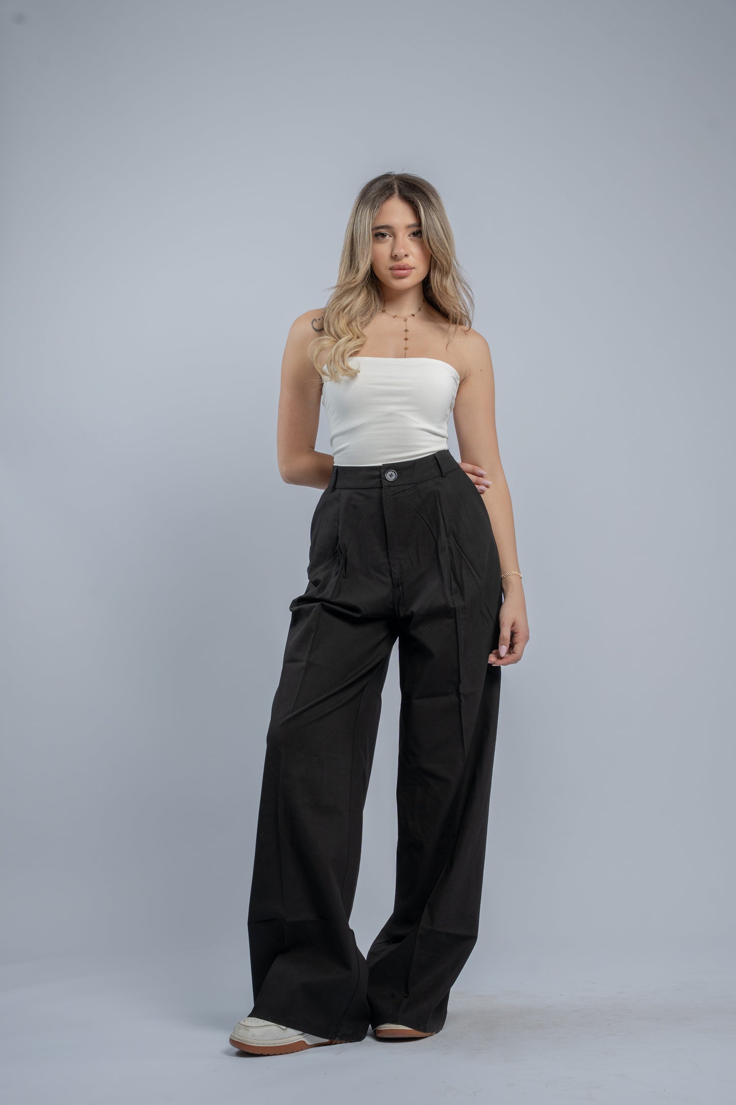 Black straight cut trousers