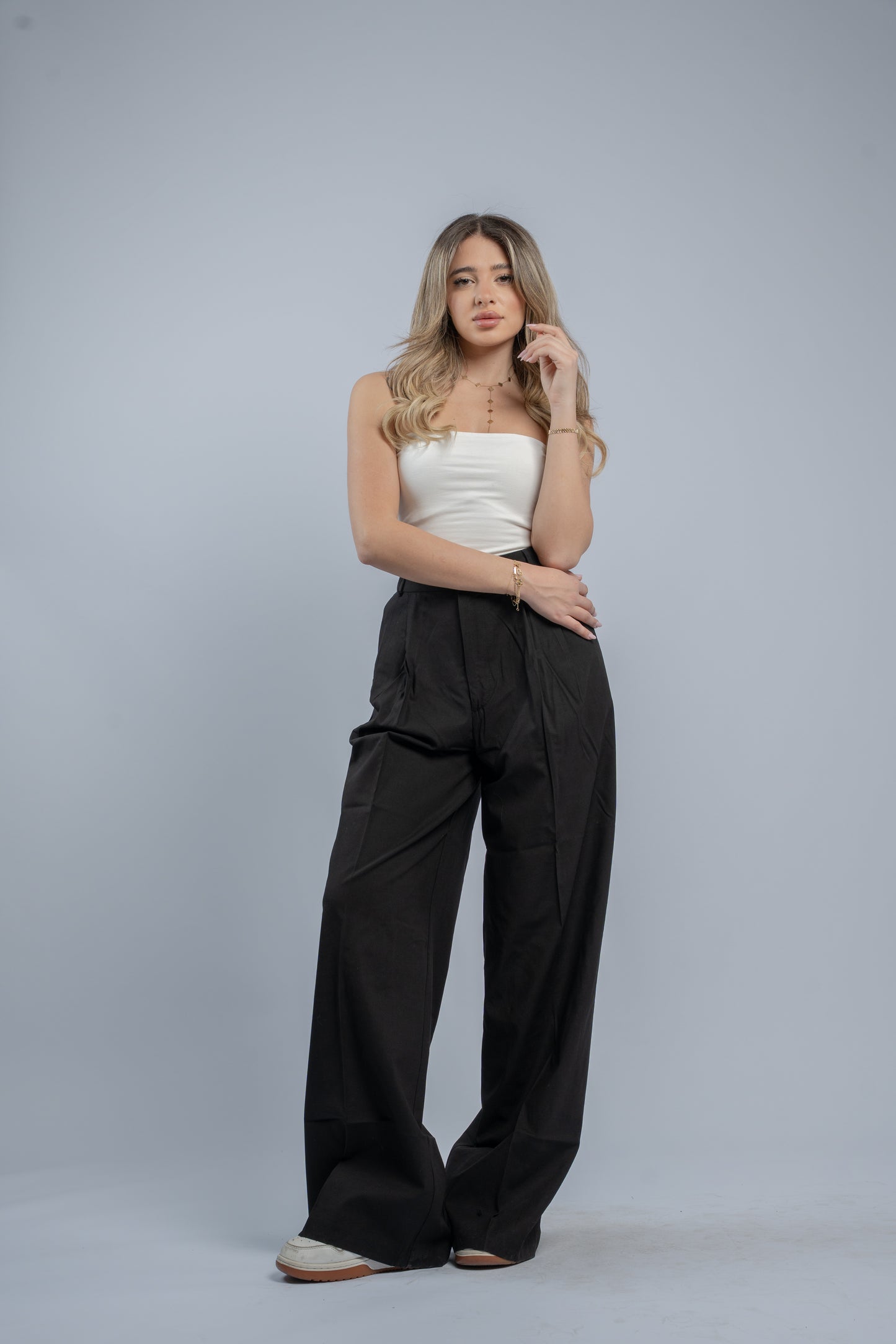 Black straight cut trousers