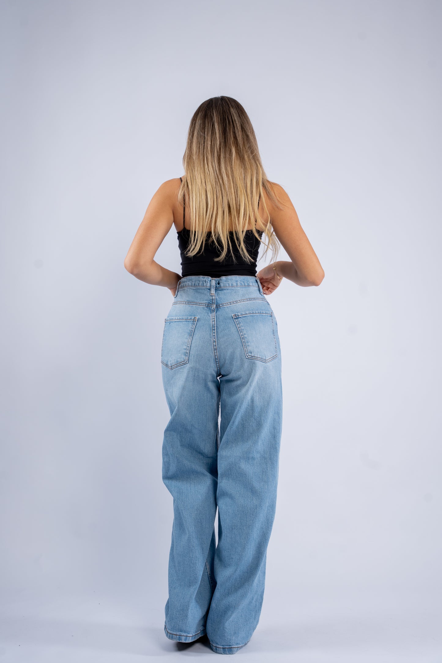 Crossover wide leg jeans