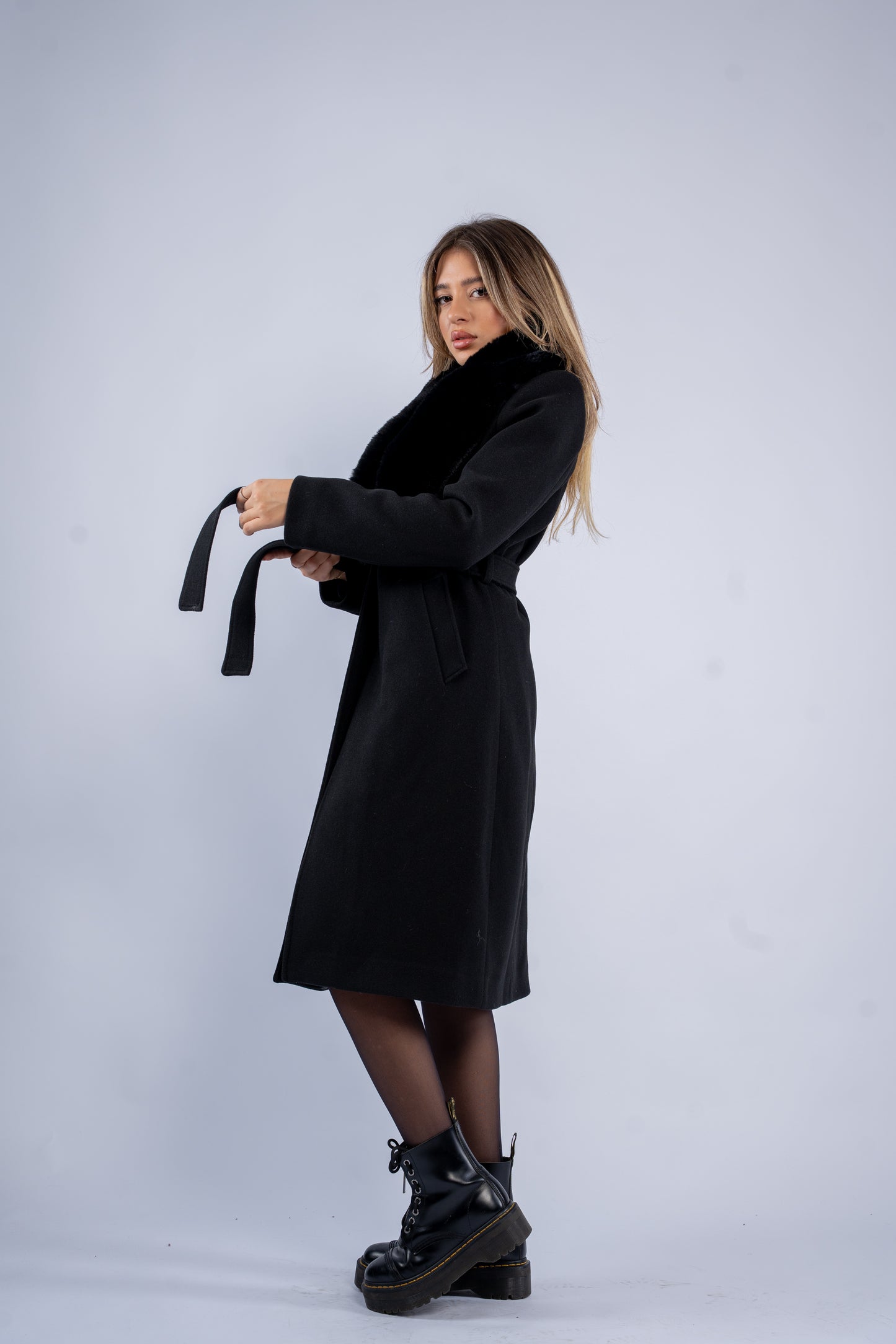 Black Coat With Fur