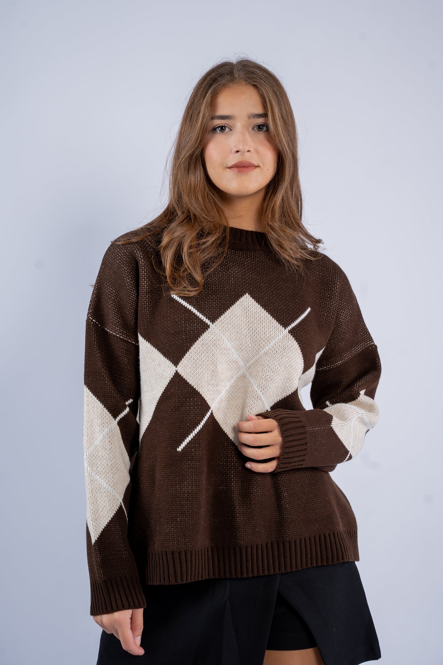 Argyle V-Neck Wool Sweater