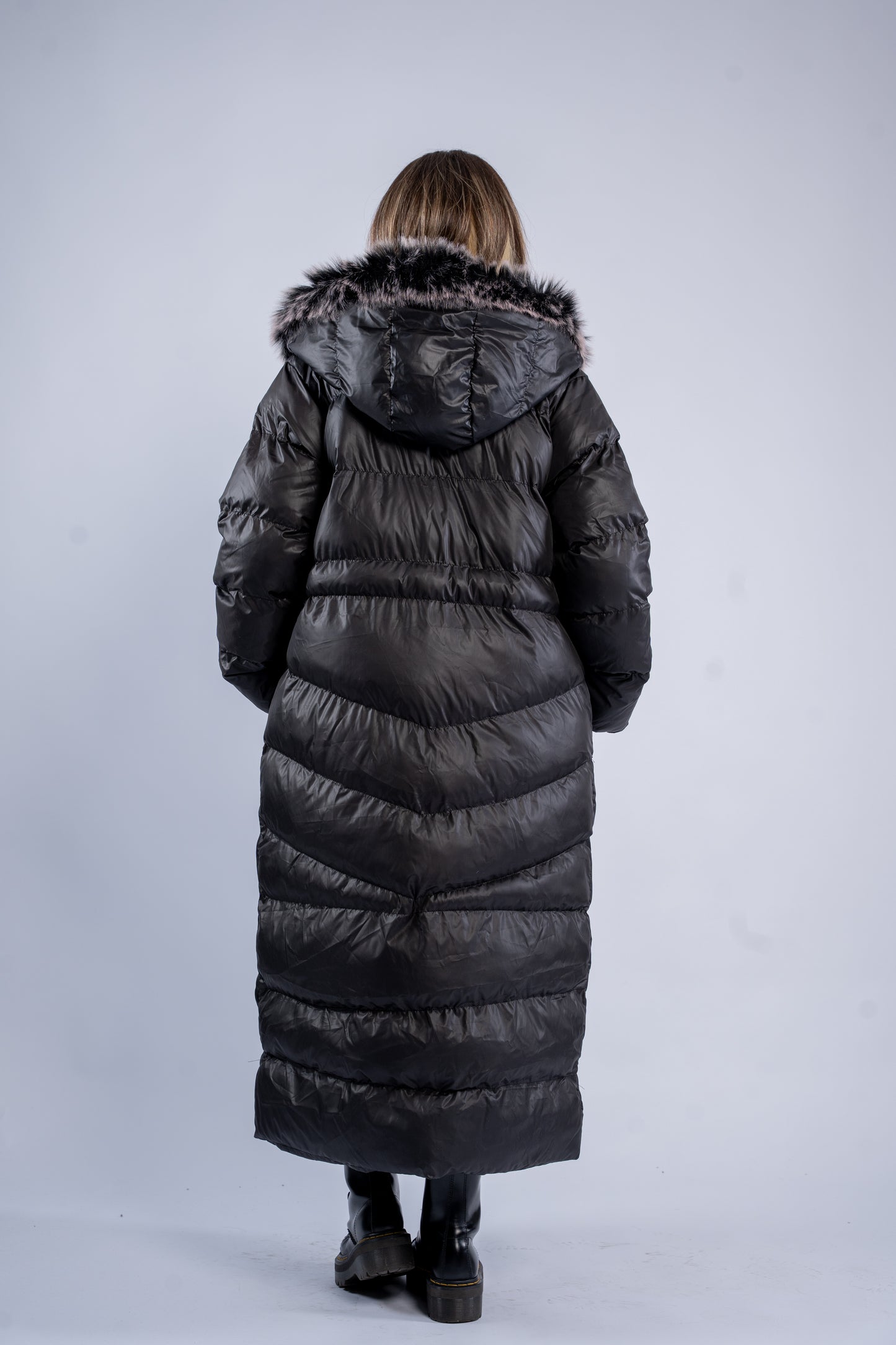 Black Leather Puffer Coat