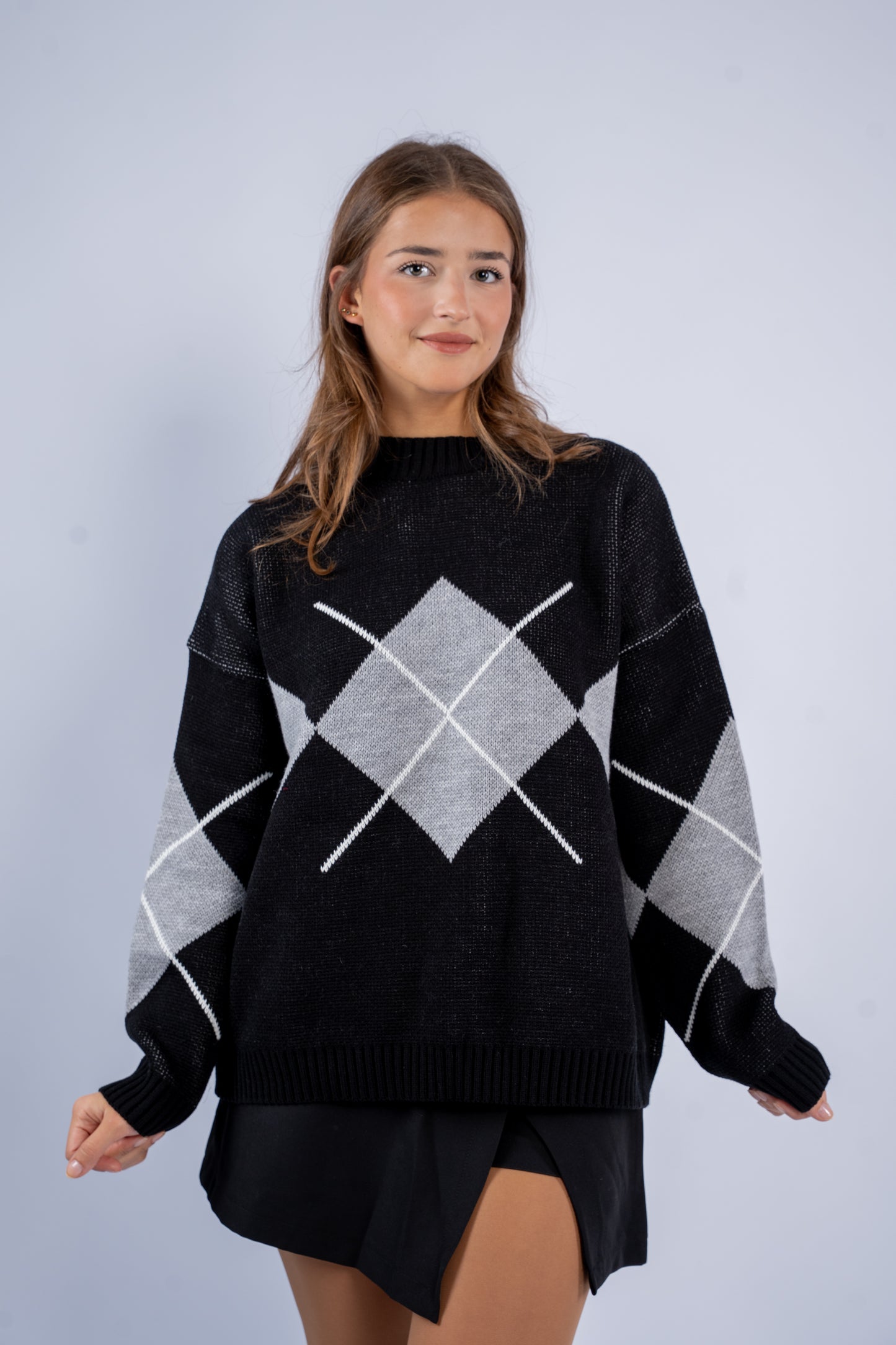 Argyle V-Neck Wool Sweater