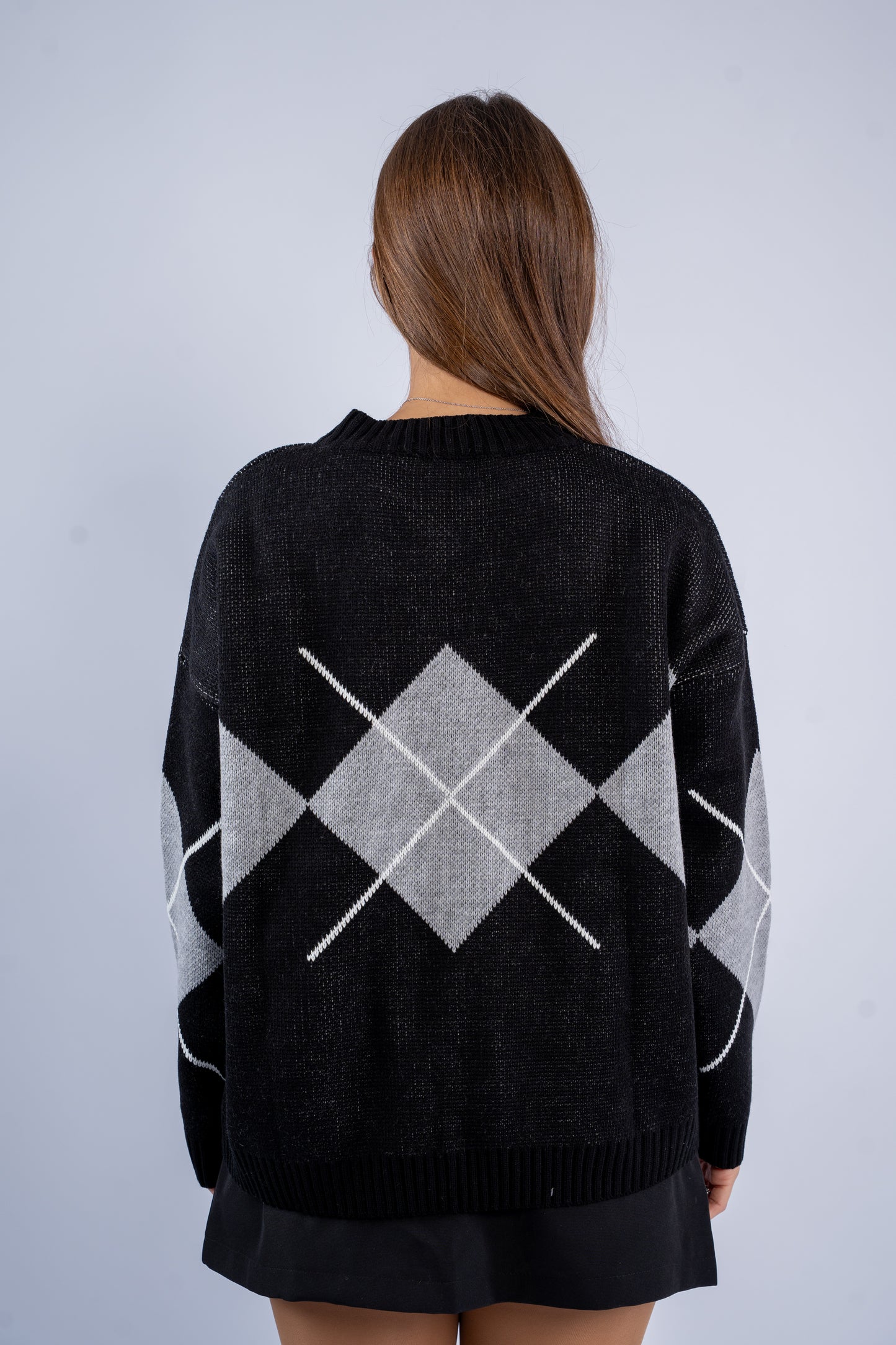 Argyle V-Neck Wool Sweater