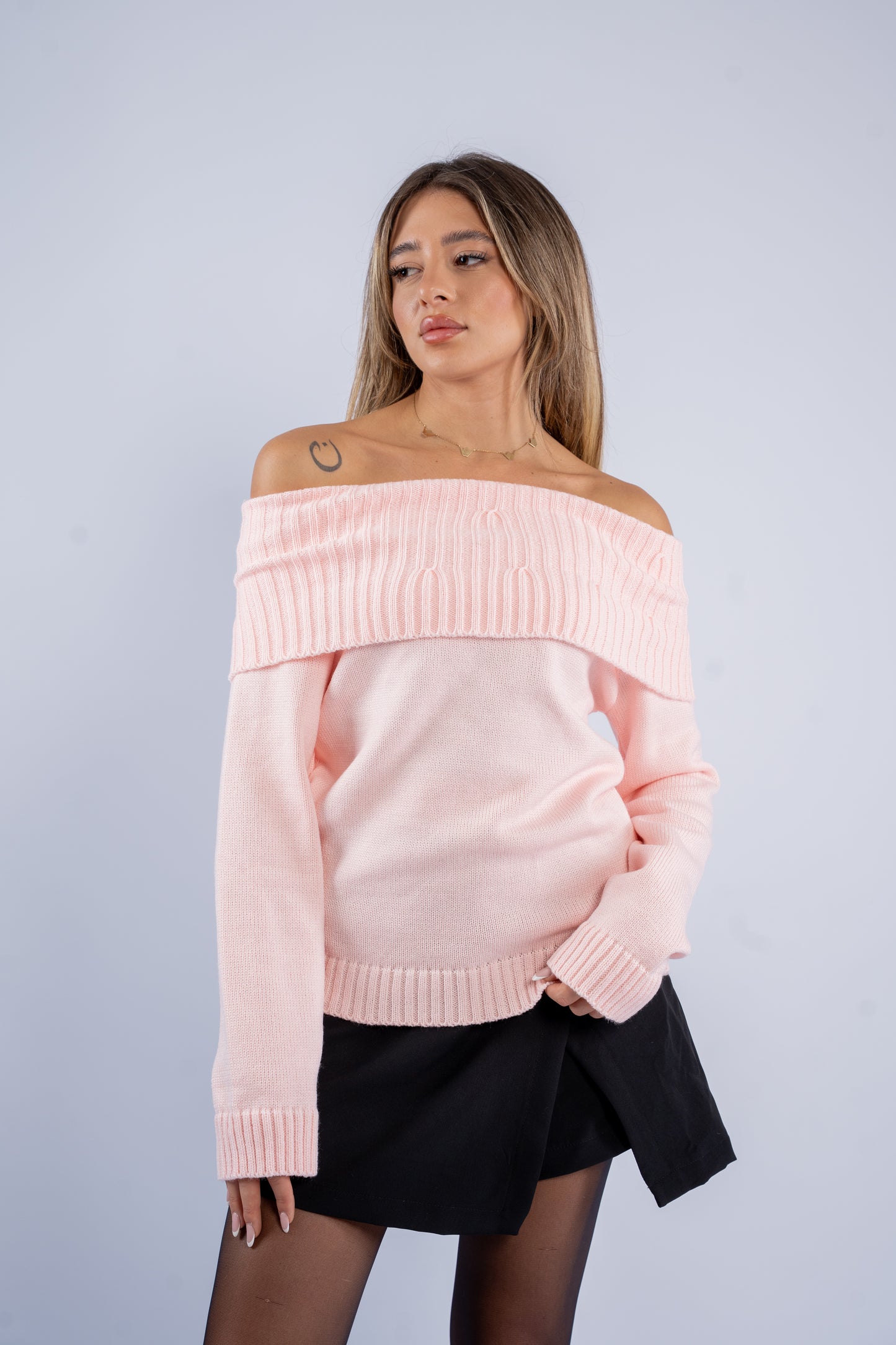 Off-Shoulder Wool Top
