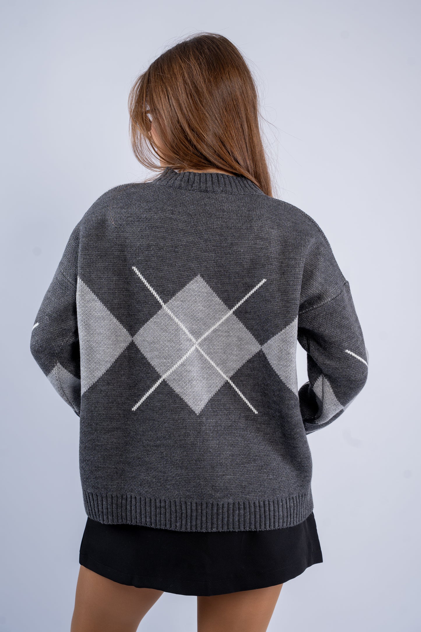 Argyle V-Neck Wool Sweater