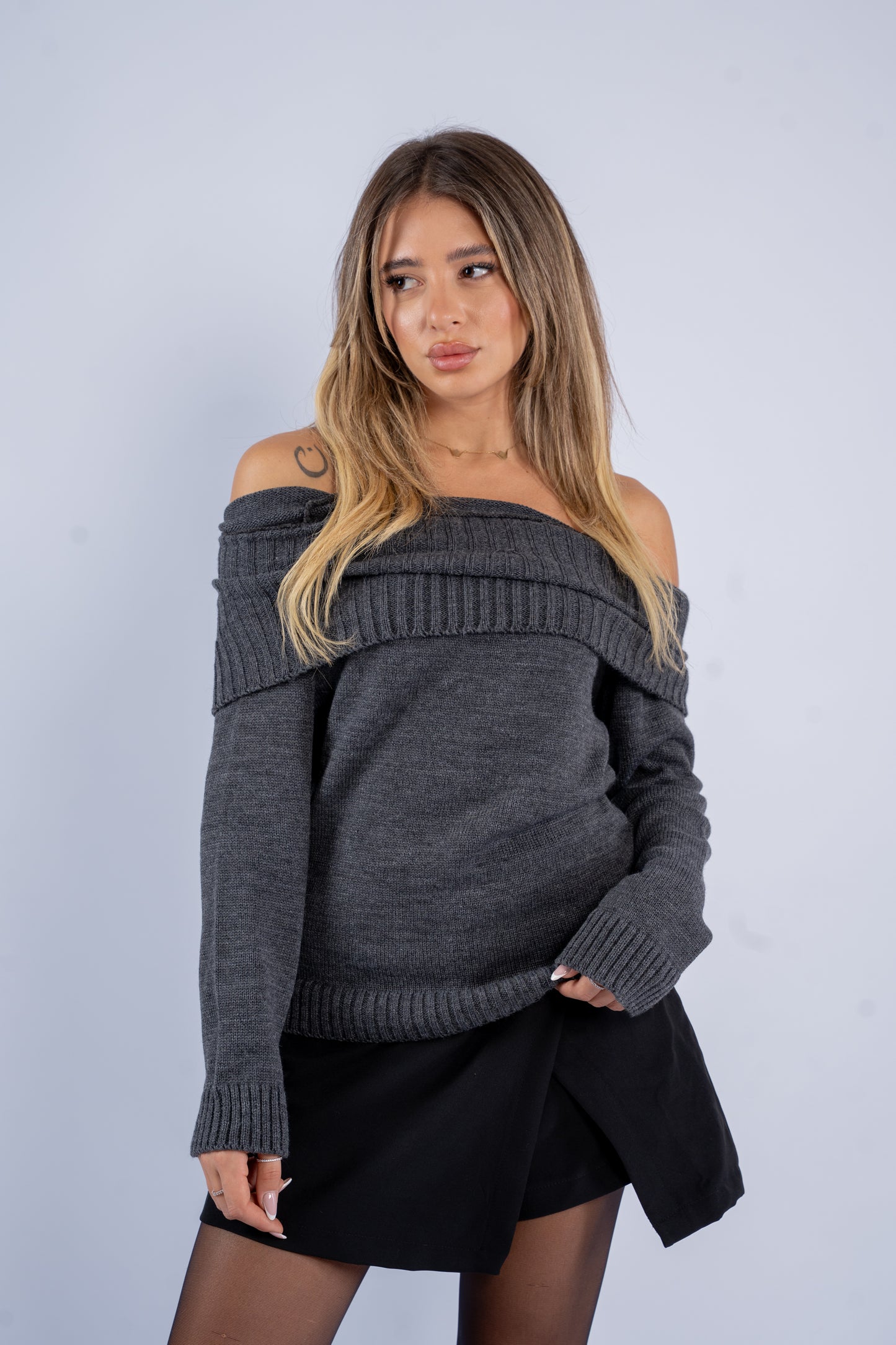 Off-Shoulder Wool Top