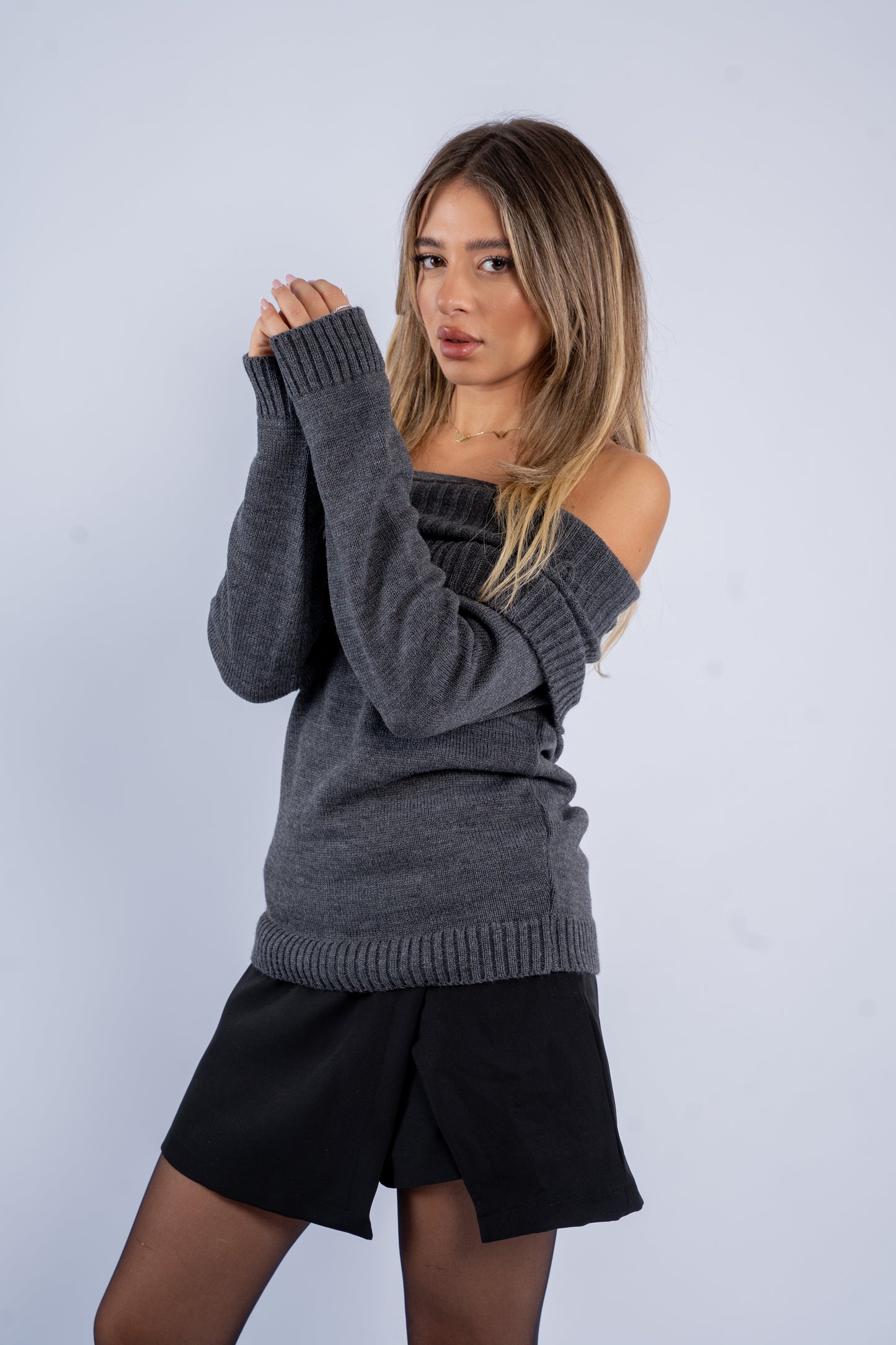 Off-Shoulder Wool Top