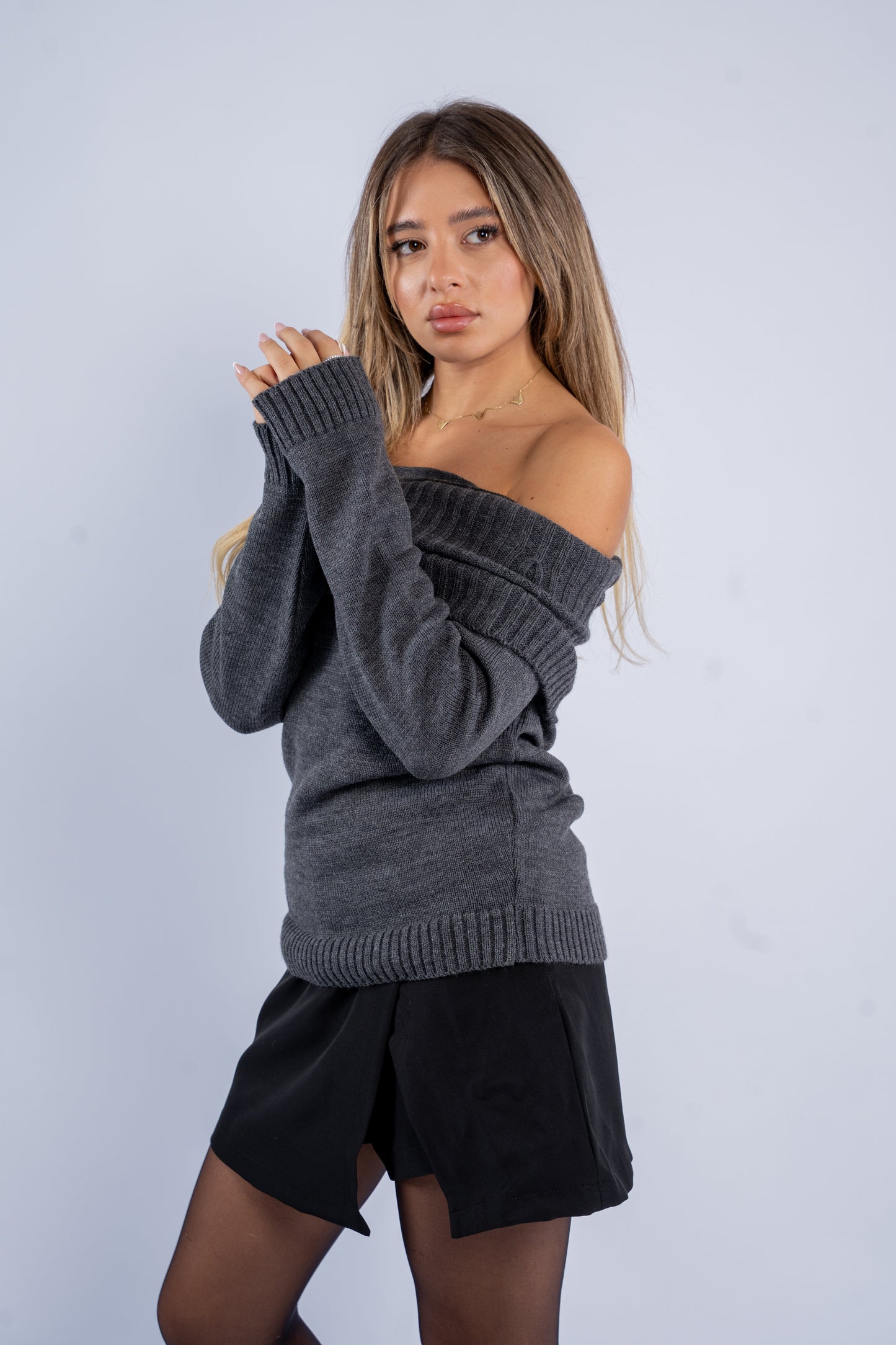 Off-Shoulder Wool Top