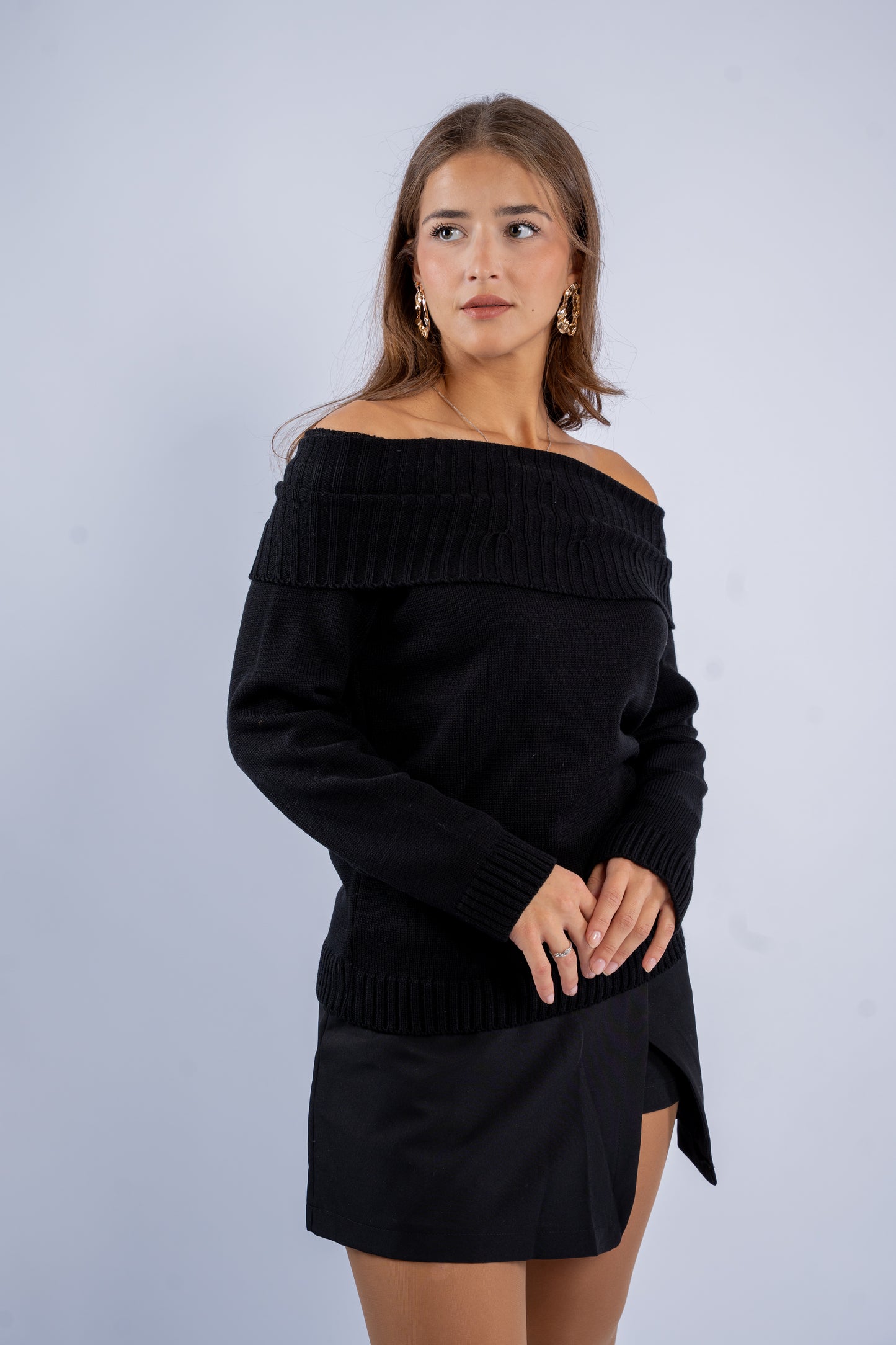 Off-Shoulder Wool Top