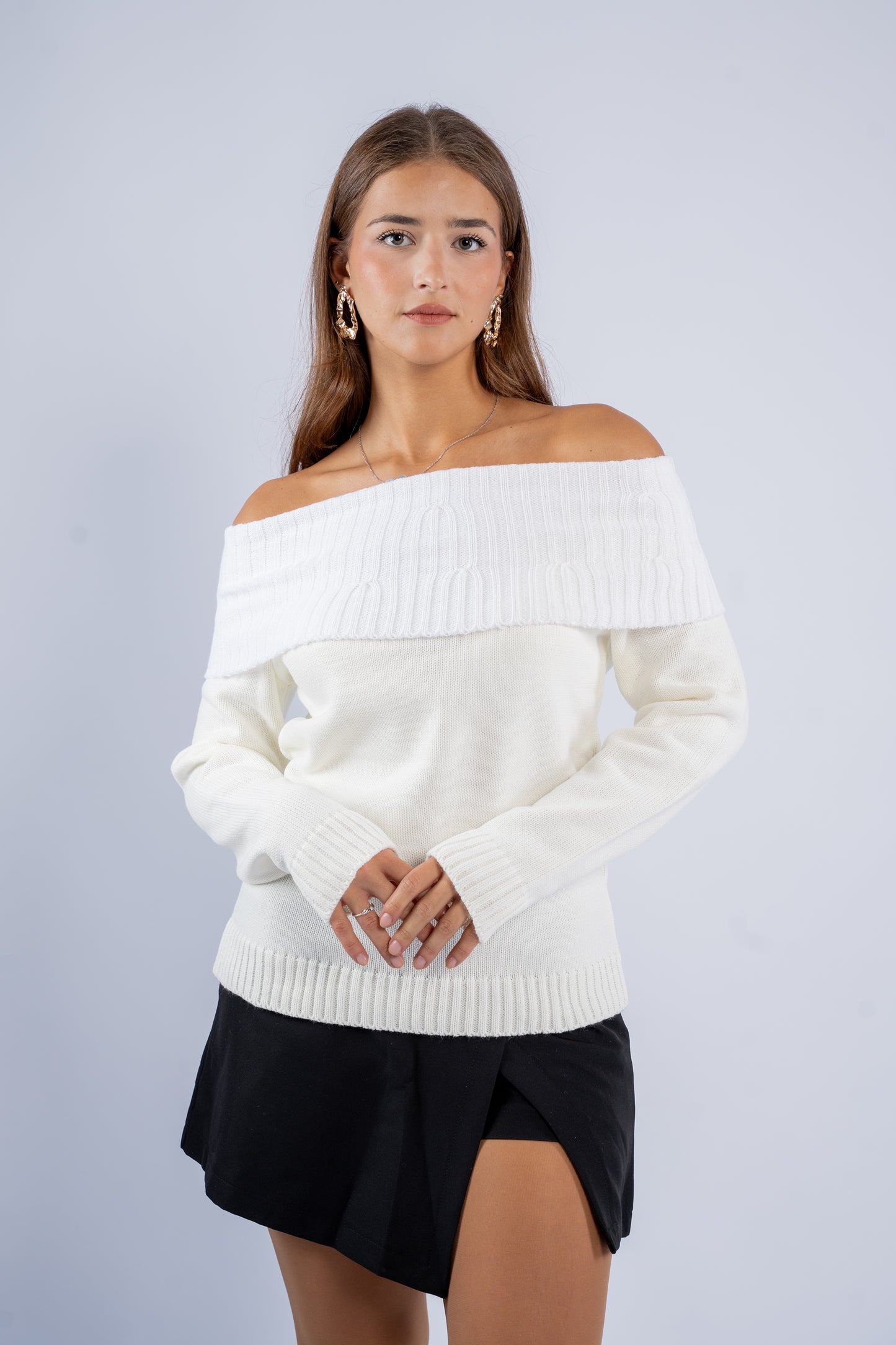 Off-Shoulder Wool Top