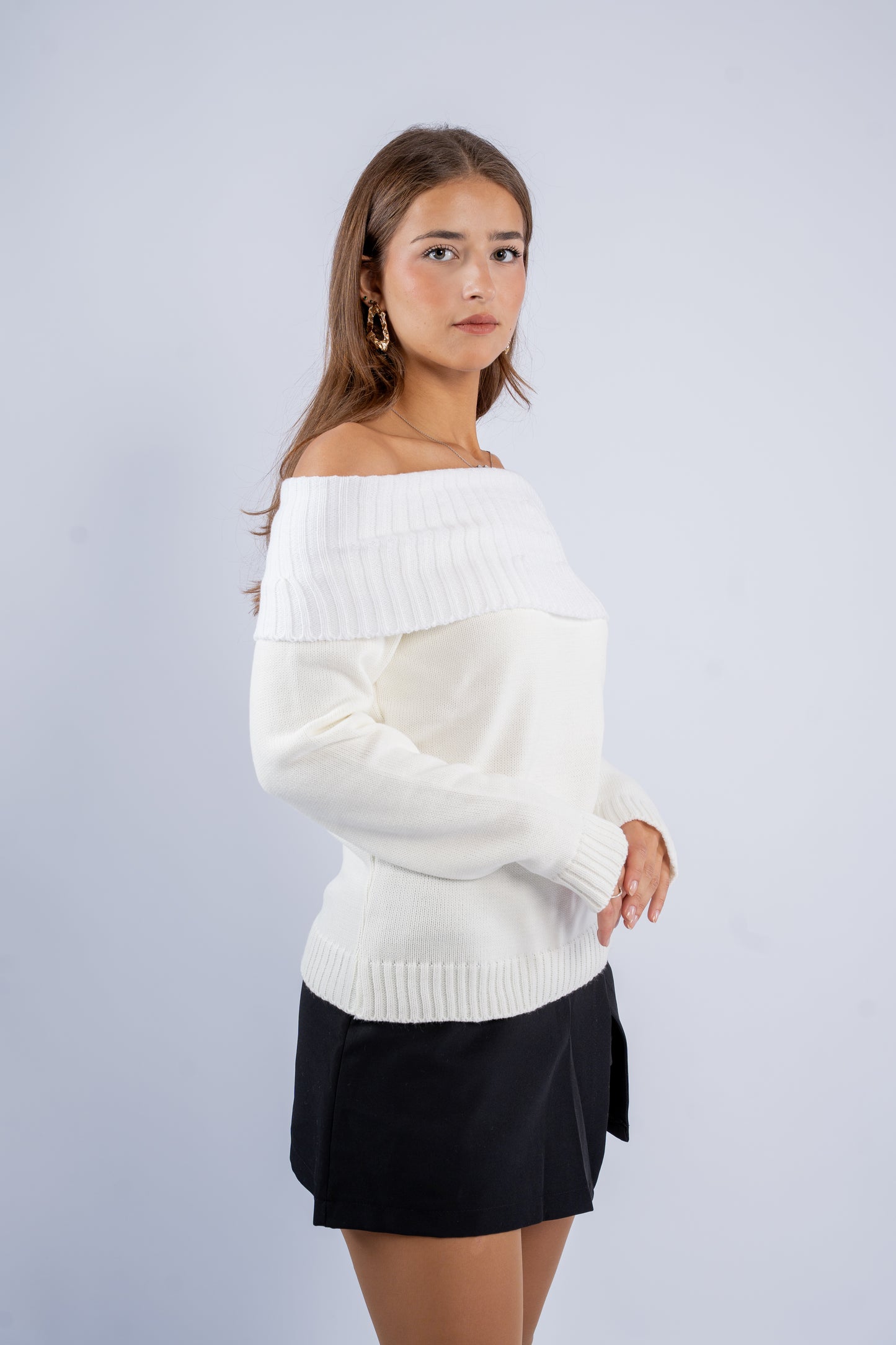Off-Shoulder Wool Top