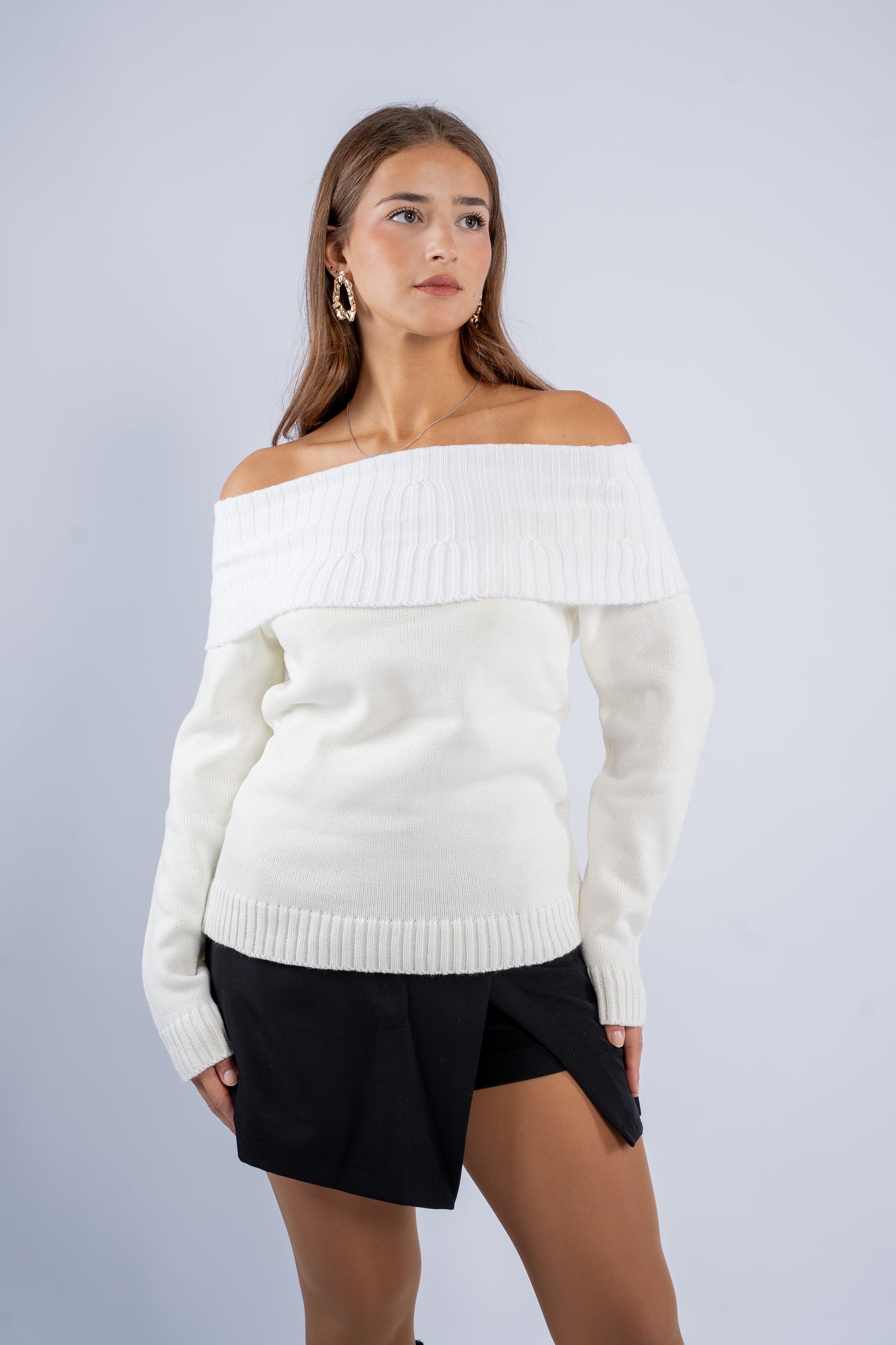 Off-Shoulder Wool Top