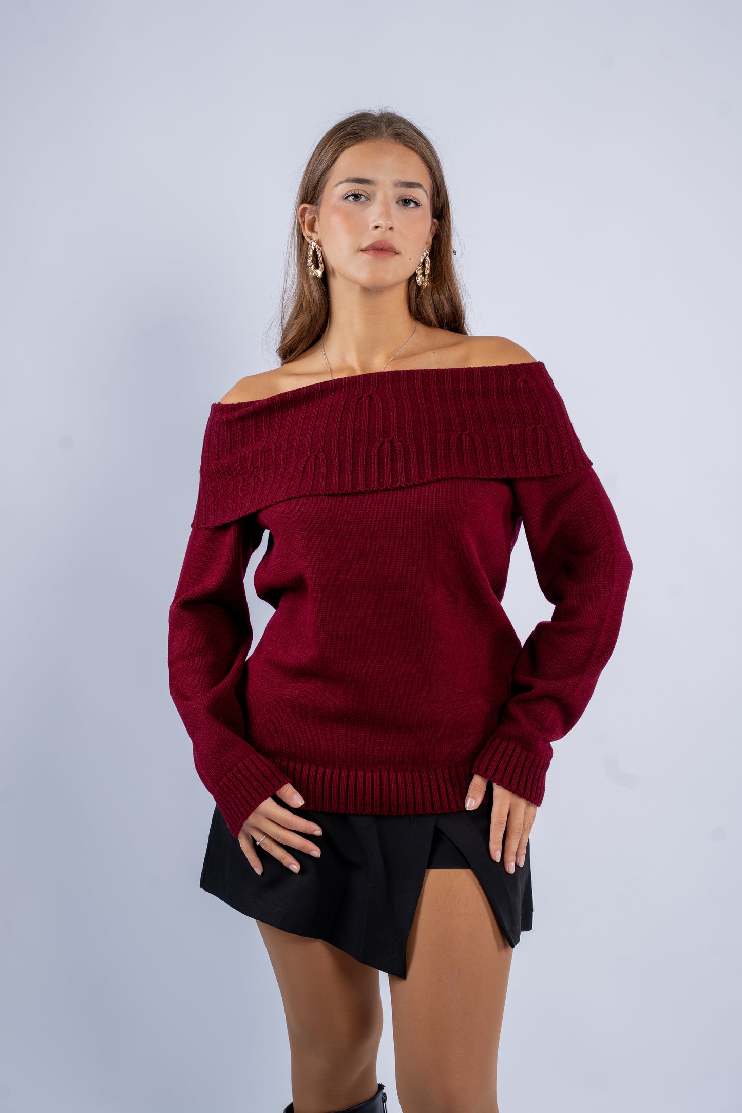 Off-Shoulder Wool Top