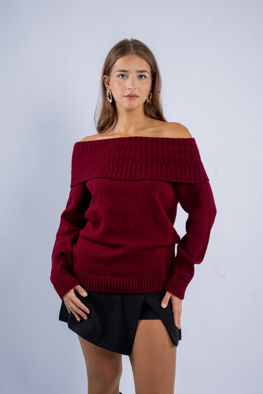 Off-Shoulder Wool Top