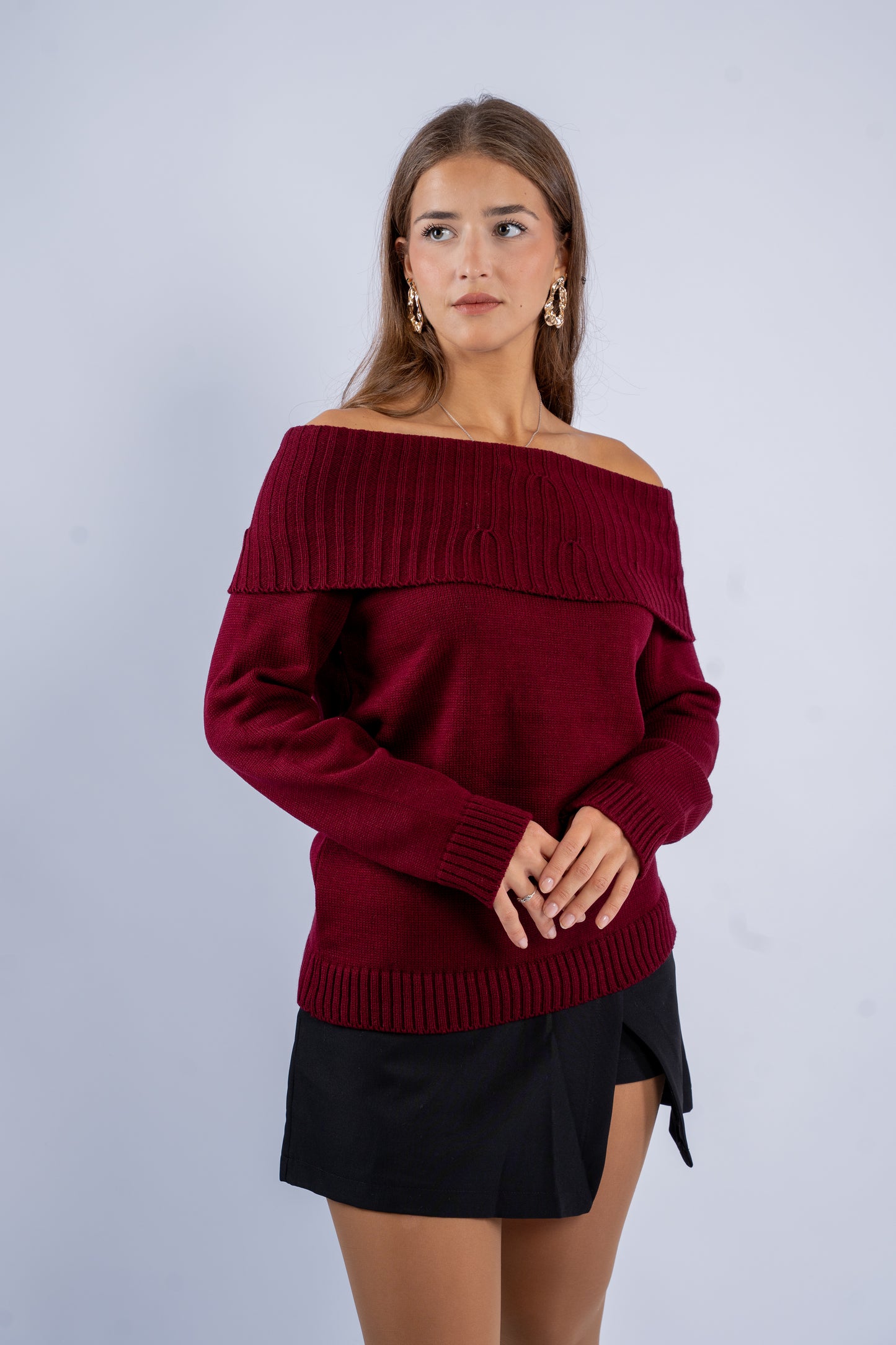 Off-Shoulder Wool Top