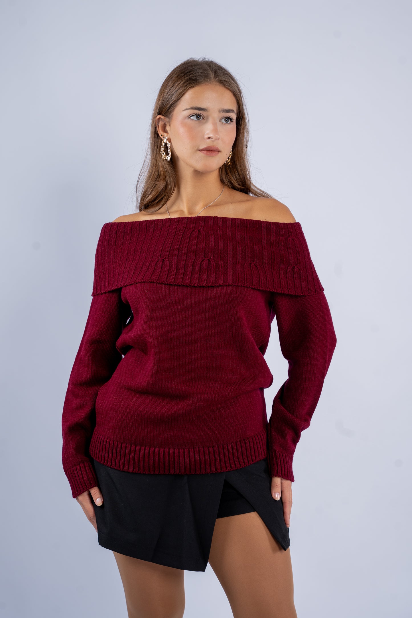 Off-Shoulder Wool Top