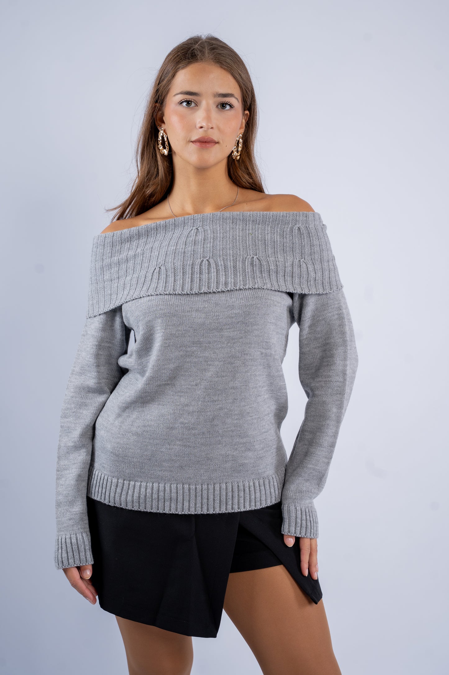 Off-Shoulder Wool Top