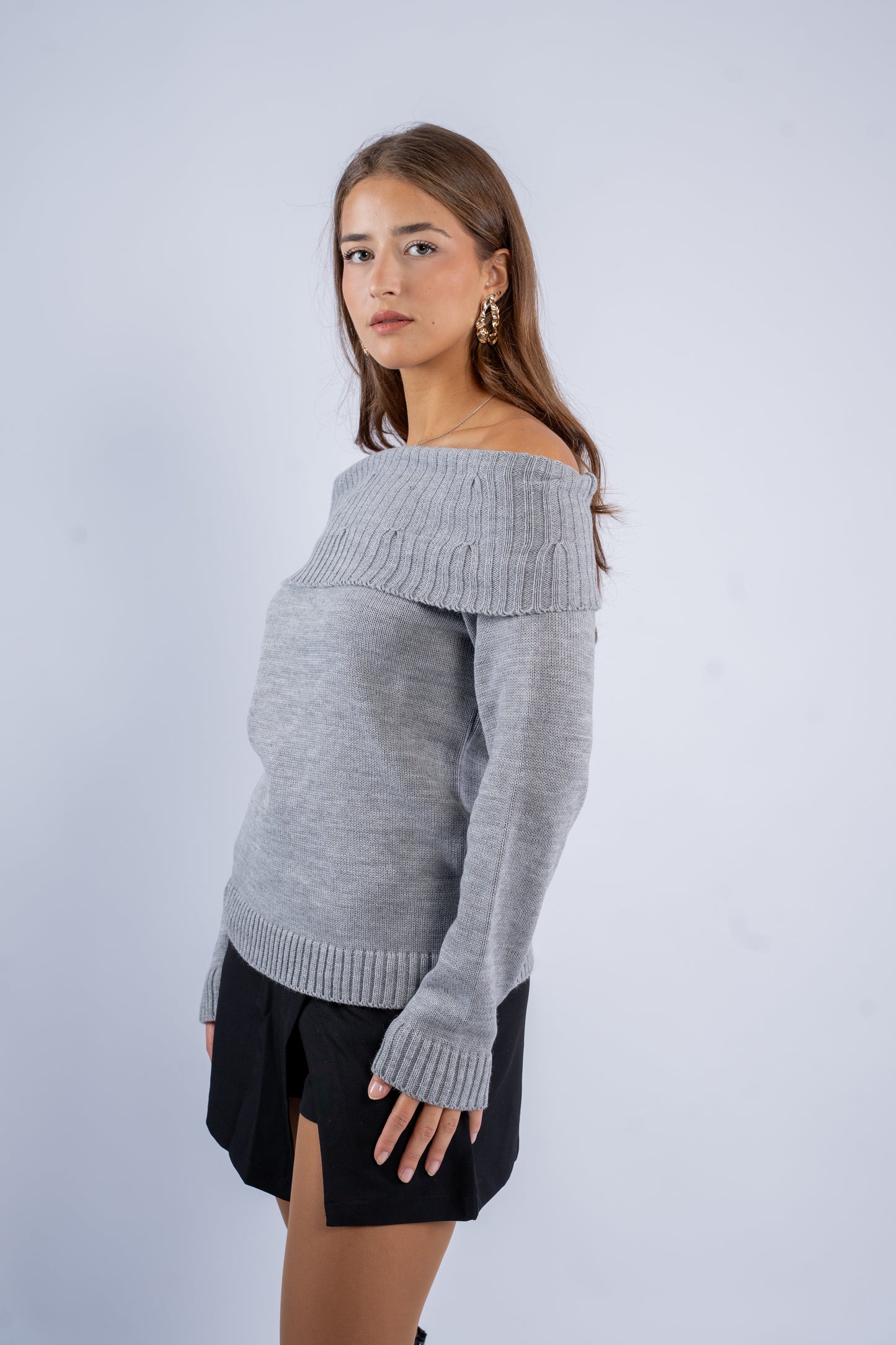 Off-Shoulder Wool Top