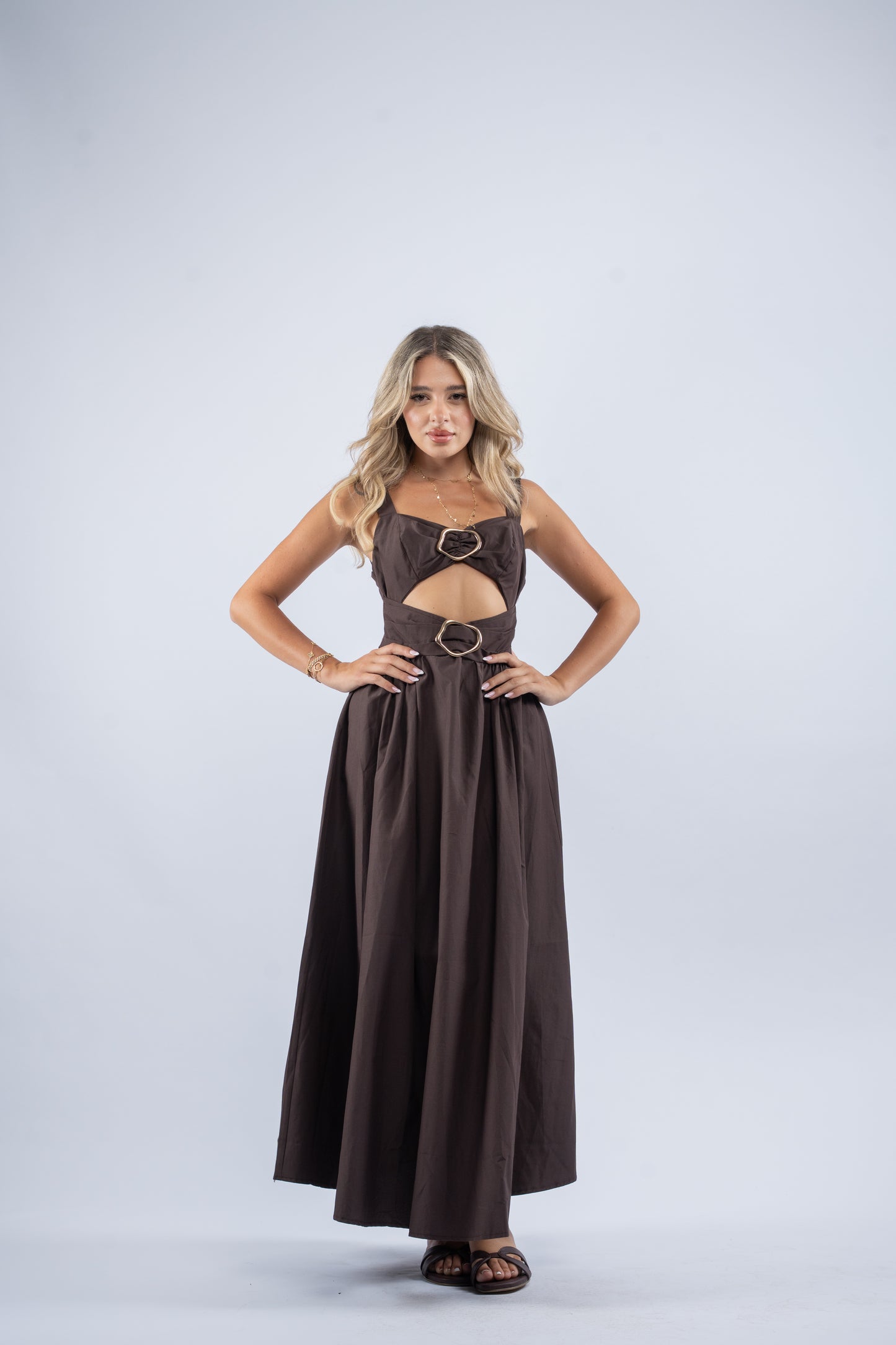 Hazel gold button dress