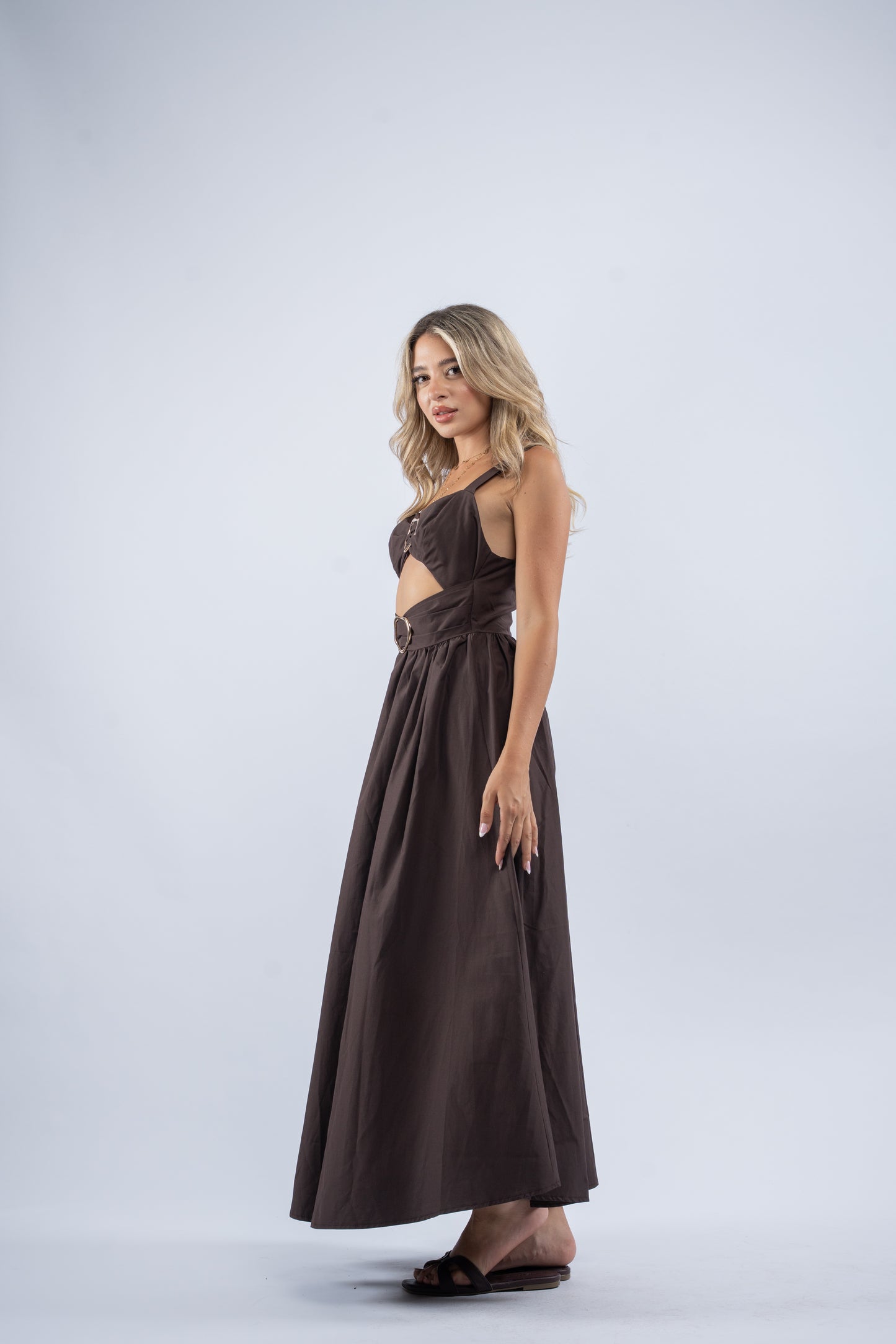 Hazel gold button dress