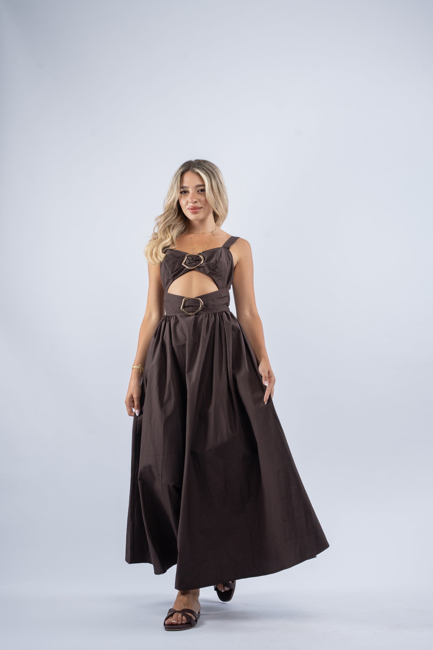 Hazel gold button dress