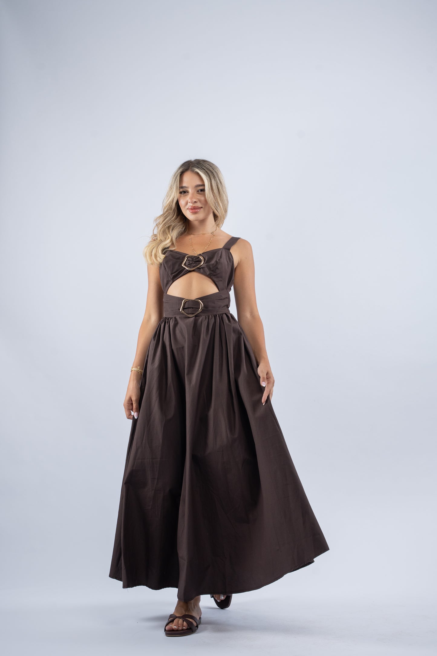 Hazel gold button dress