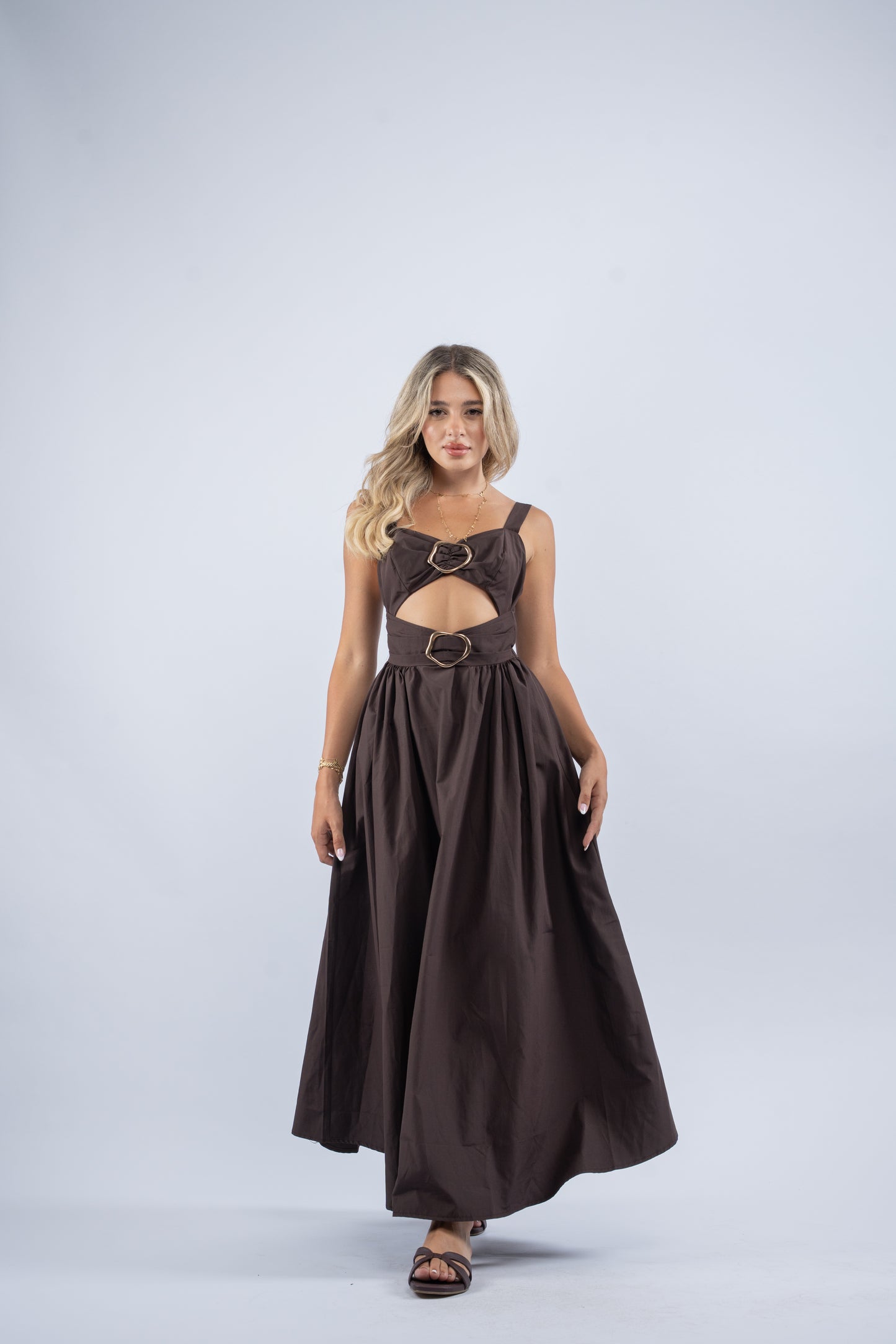 Hazel gold button dress