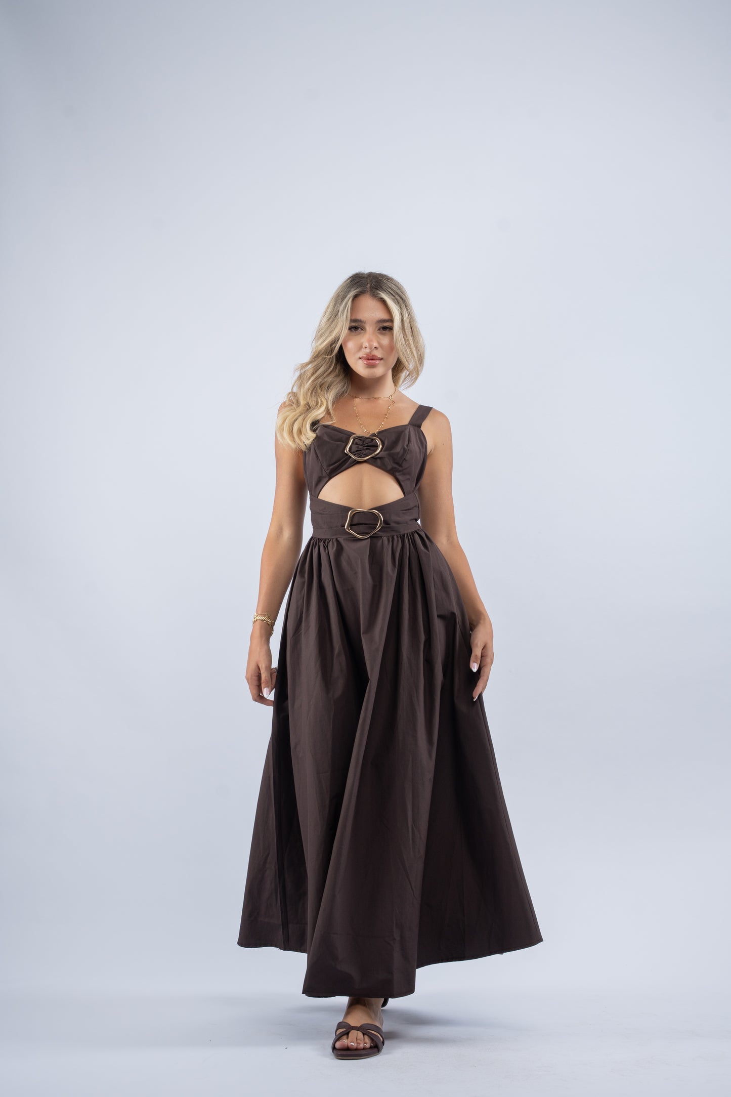 Hazel gold button dress